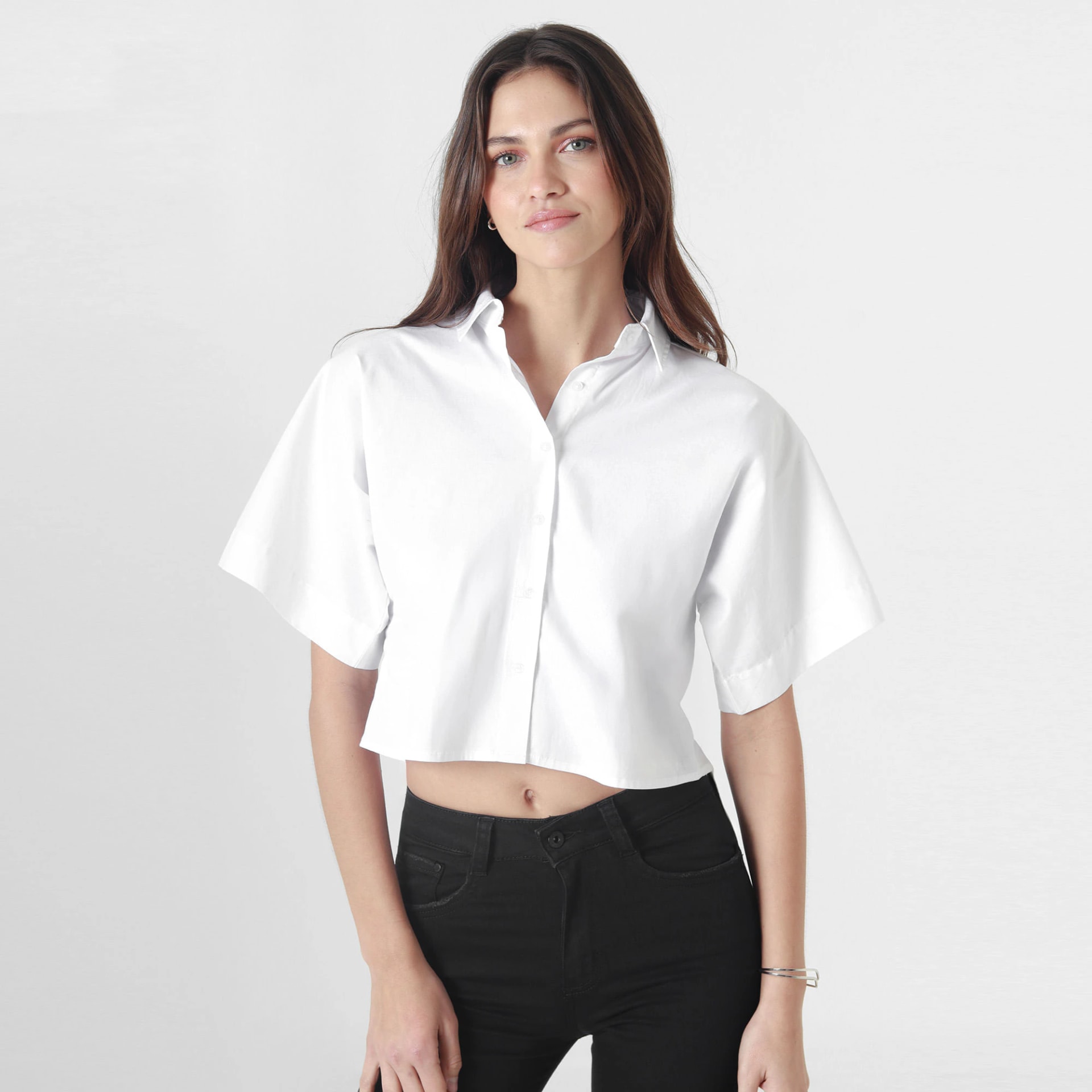 Blusa Cuello Camisero Manga Corta - imagen 1