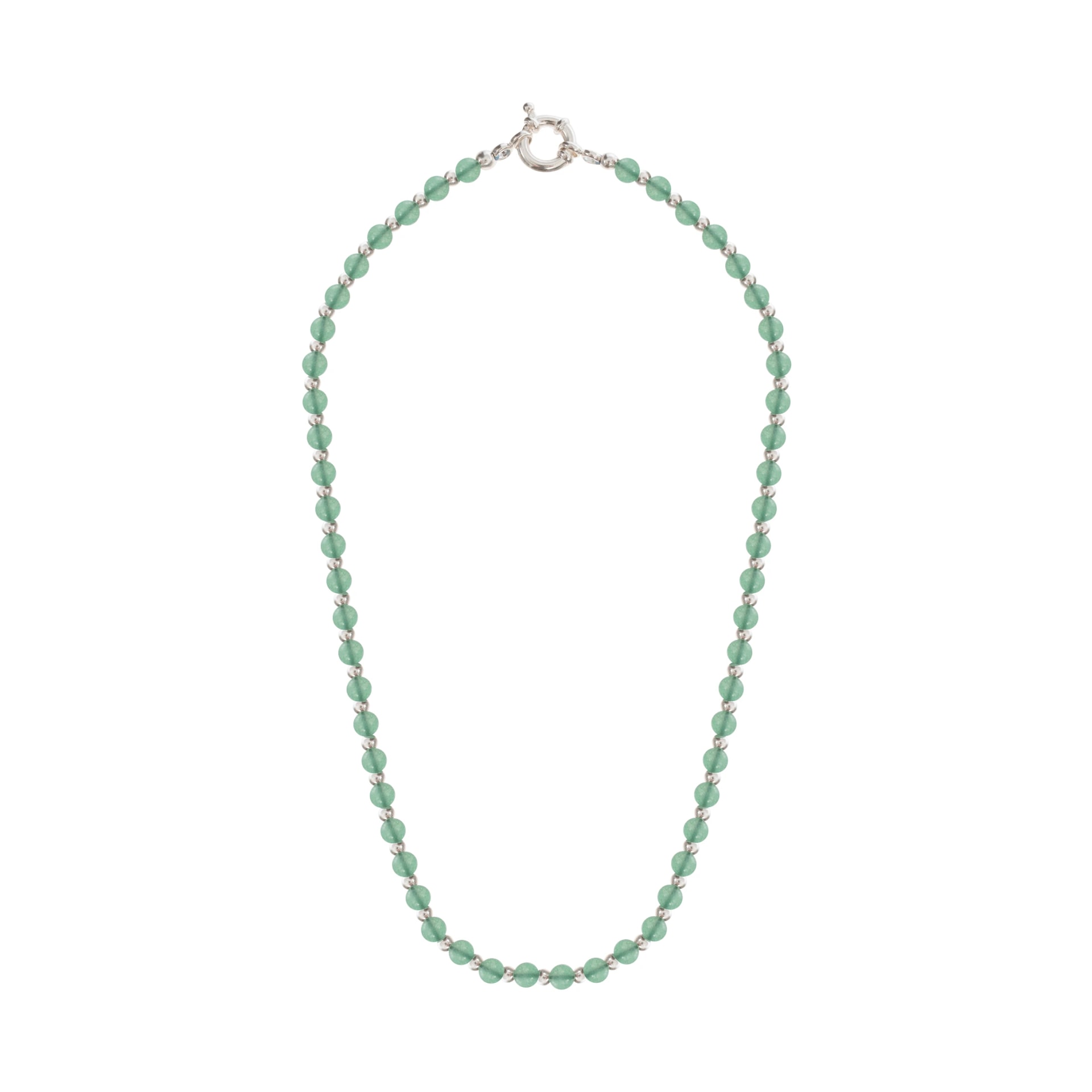 GREEN MIST NECKLACE | COLLAR CON BALINES EN PLATA Y ÁGATAS - imagen 1