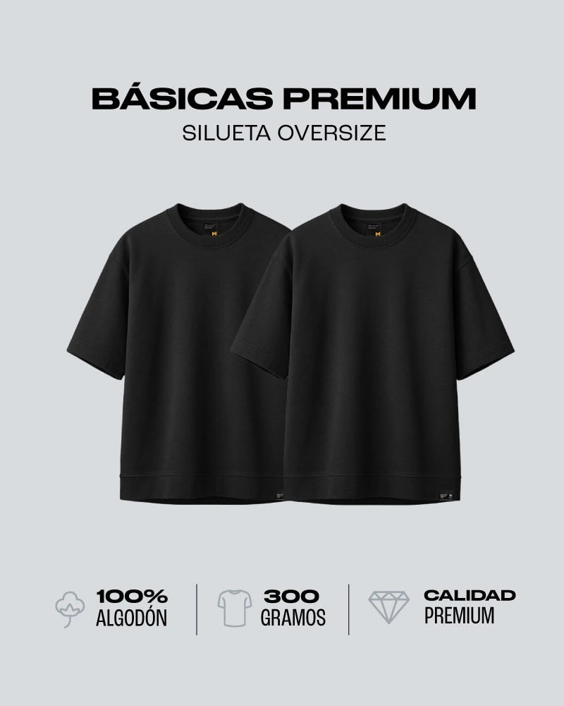 Duo Pack Camisetas Básicas Oversize Black - Premium 300G - imagen 1
