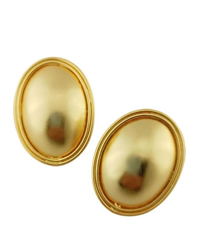 Aretes Topos ovalados doble hilo Dorado Mate - imagen 1