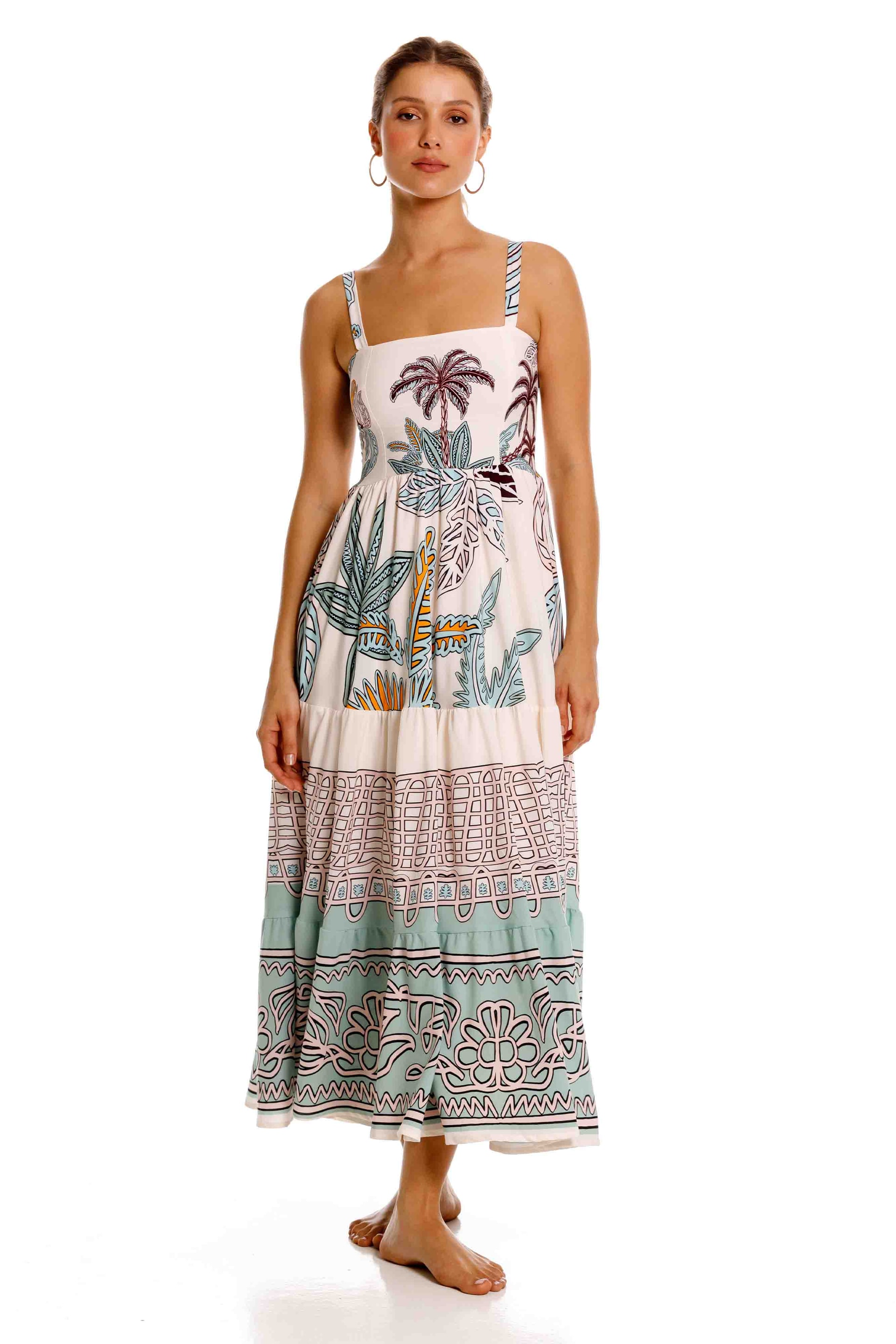 Vestido Largo Jardinero Maxipalms Beige - imagen 1