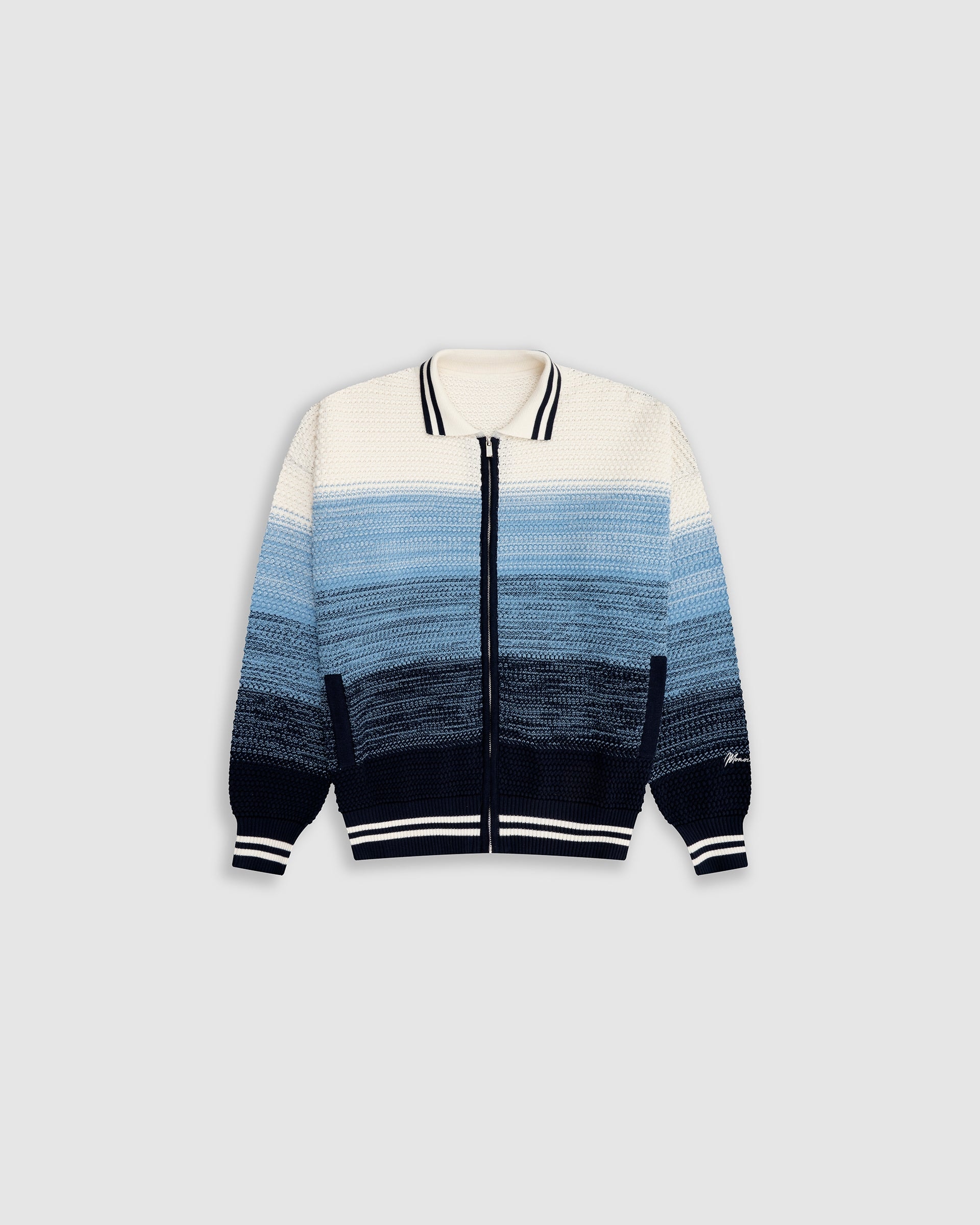 Zip Polo Gradient Knitwear - Azul y Crema - imagen 1