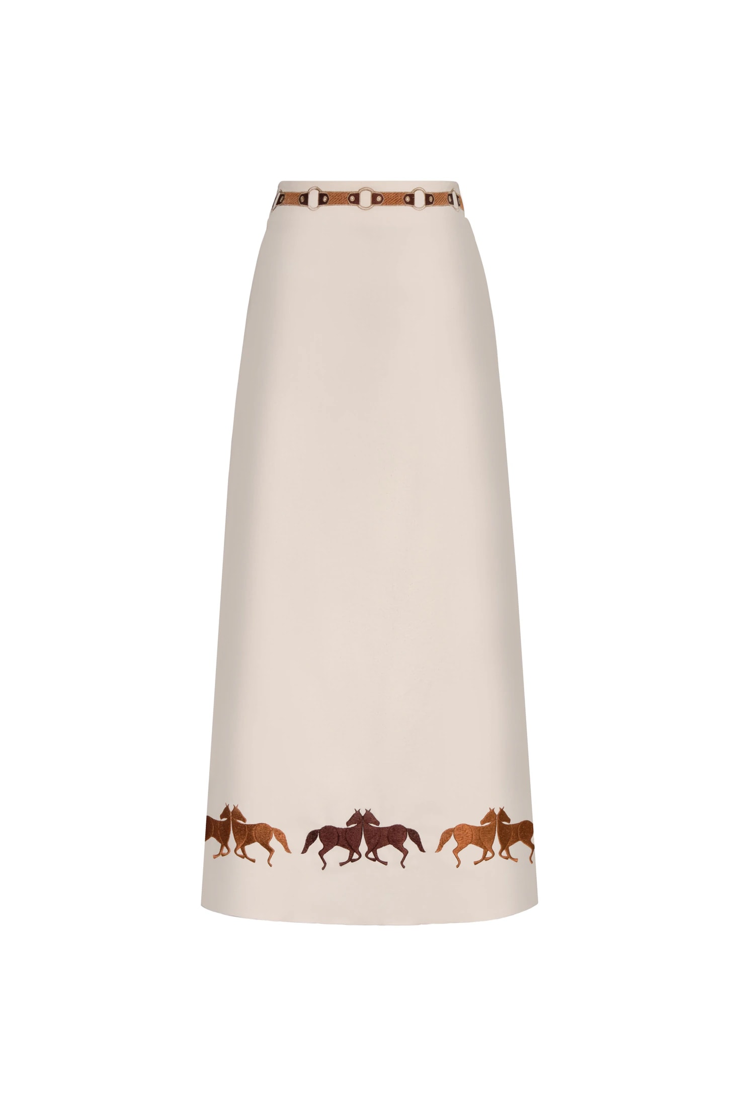 El Carmen Embroidered canvas Midi Skirt / Ivory - imagen 1