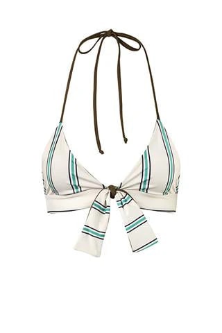 Ava Gardner Top / Khaki - Aqua Stripes - imagen 1