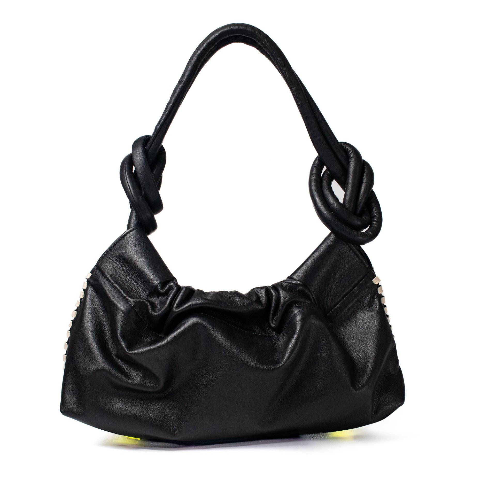 CHUNKIE baguette BAG - black x beige weave - imagen 1