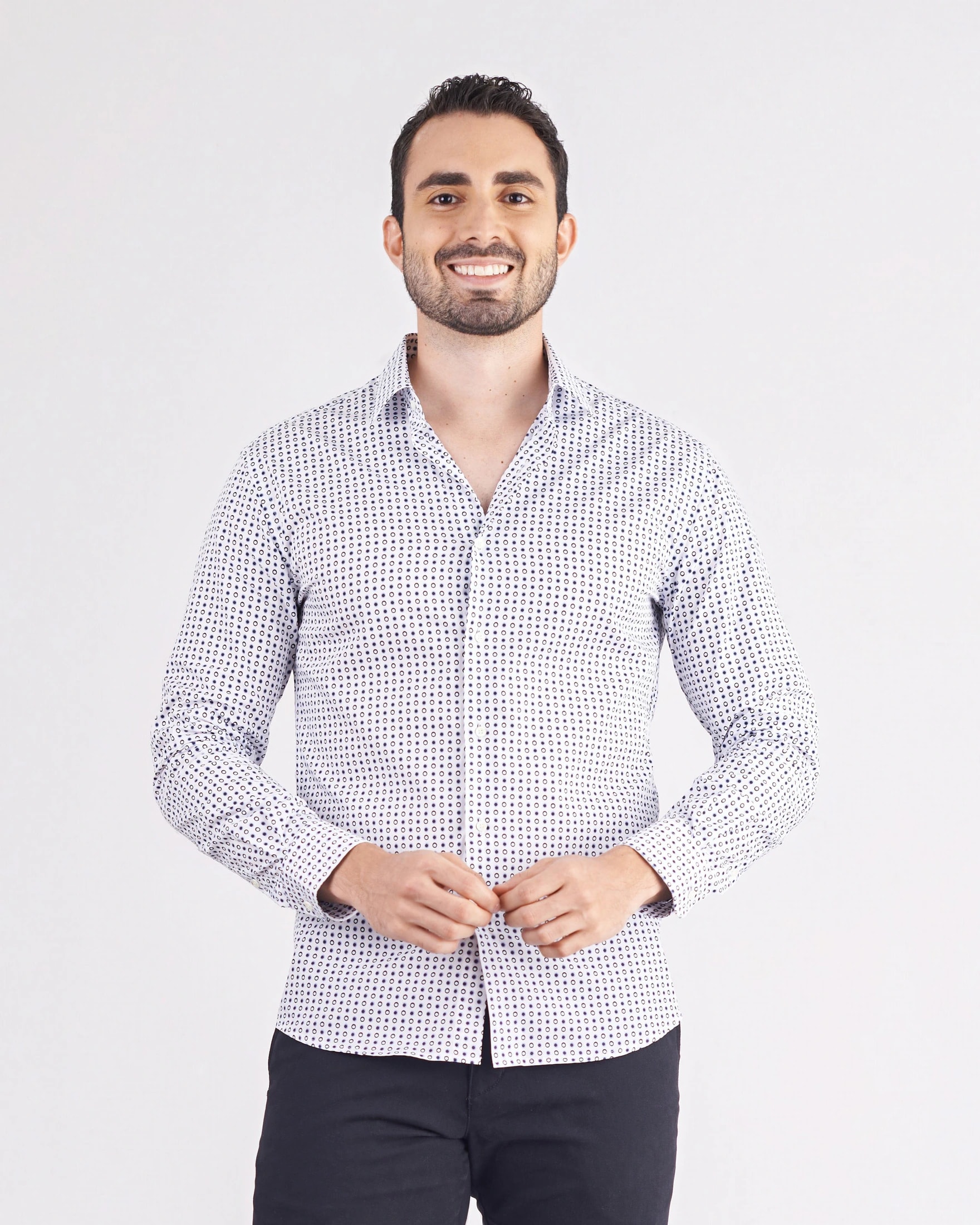 Camisa manga larga slim fit con miniprints - imagen 1