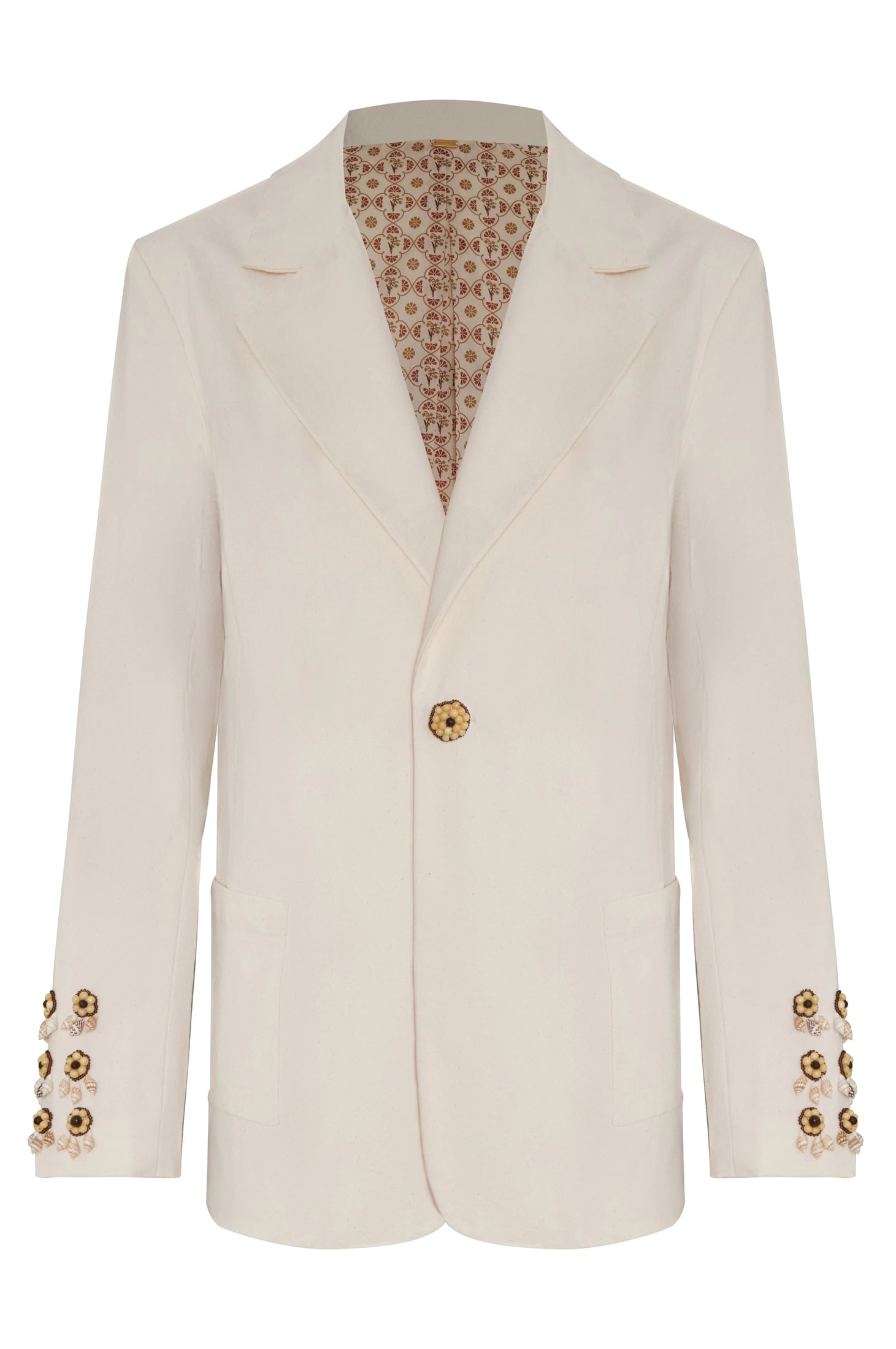 Santo Tomas Embroidered Canvas Blazer / Ivory - imagen 1