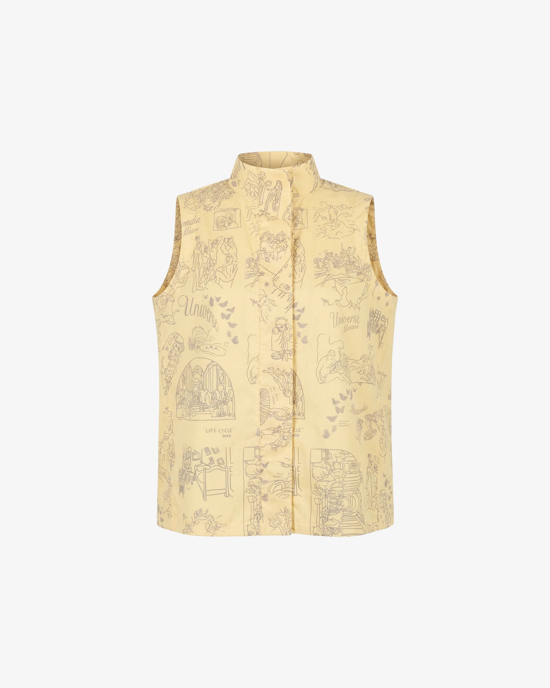 Mandarin Collar Shirt - Yellow/Gray - imagen 1