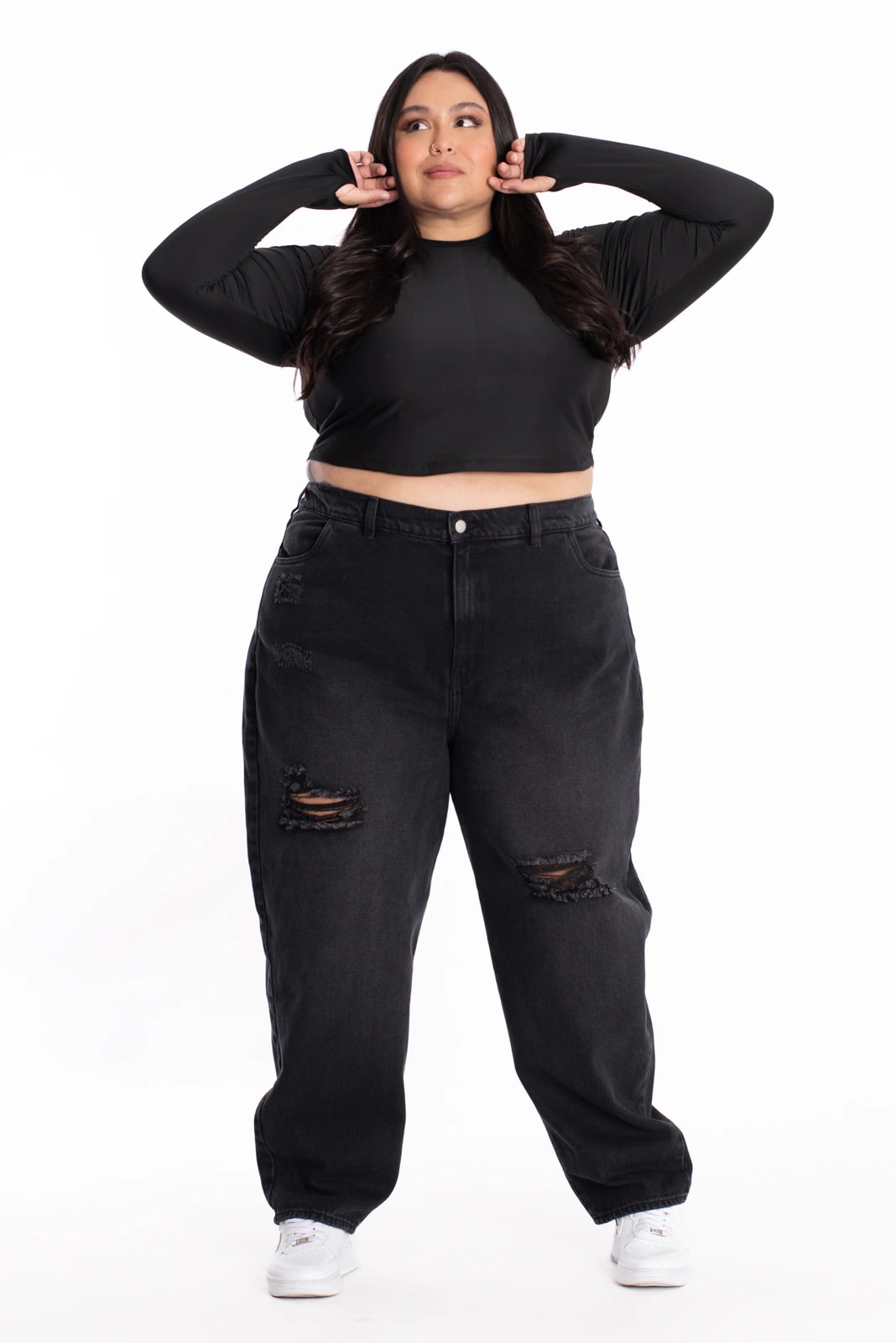 Jean Boyfriend Negro Rotos 413 - imagen 1