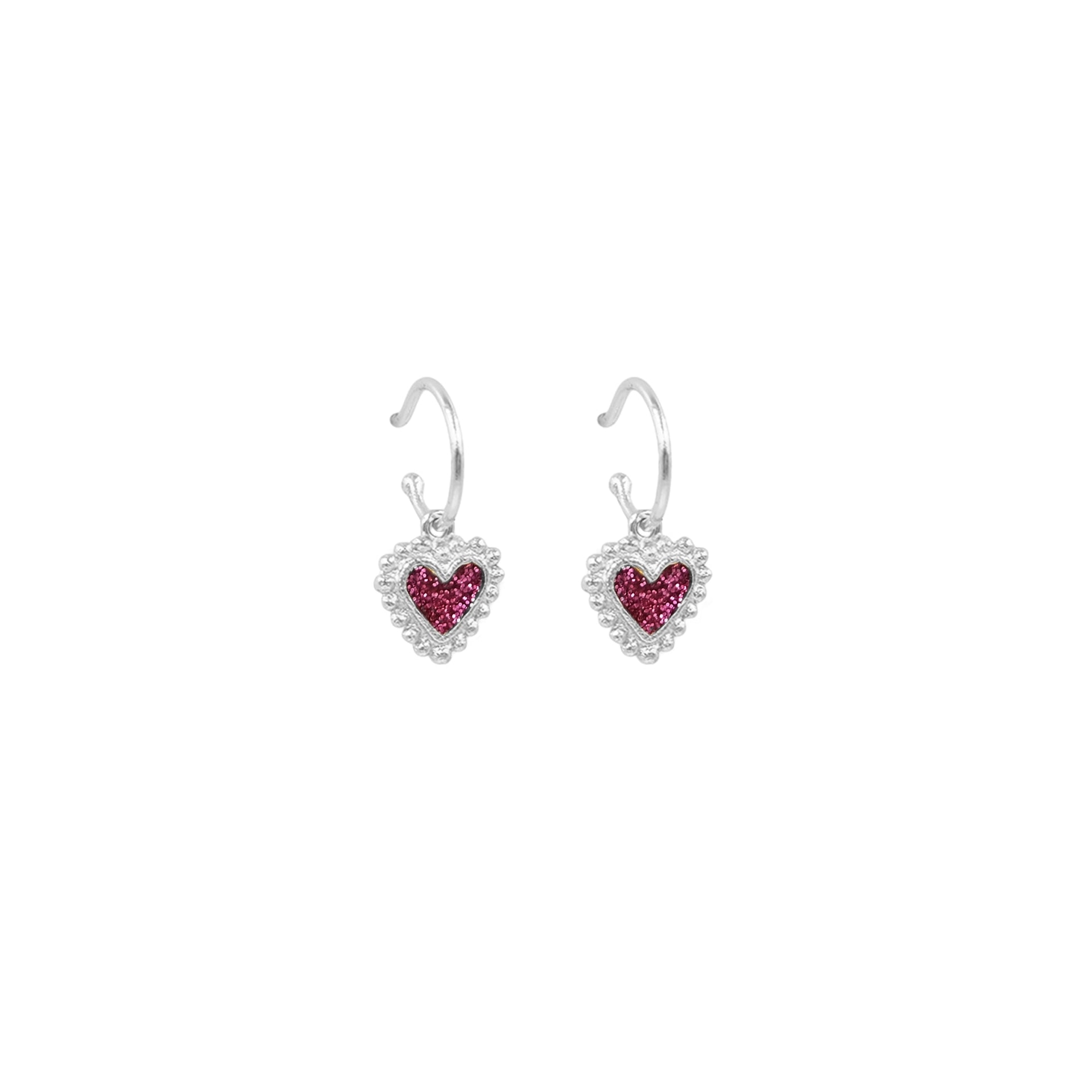 Candongas Baby Beating Hearts Glitter Plata - imagen 1