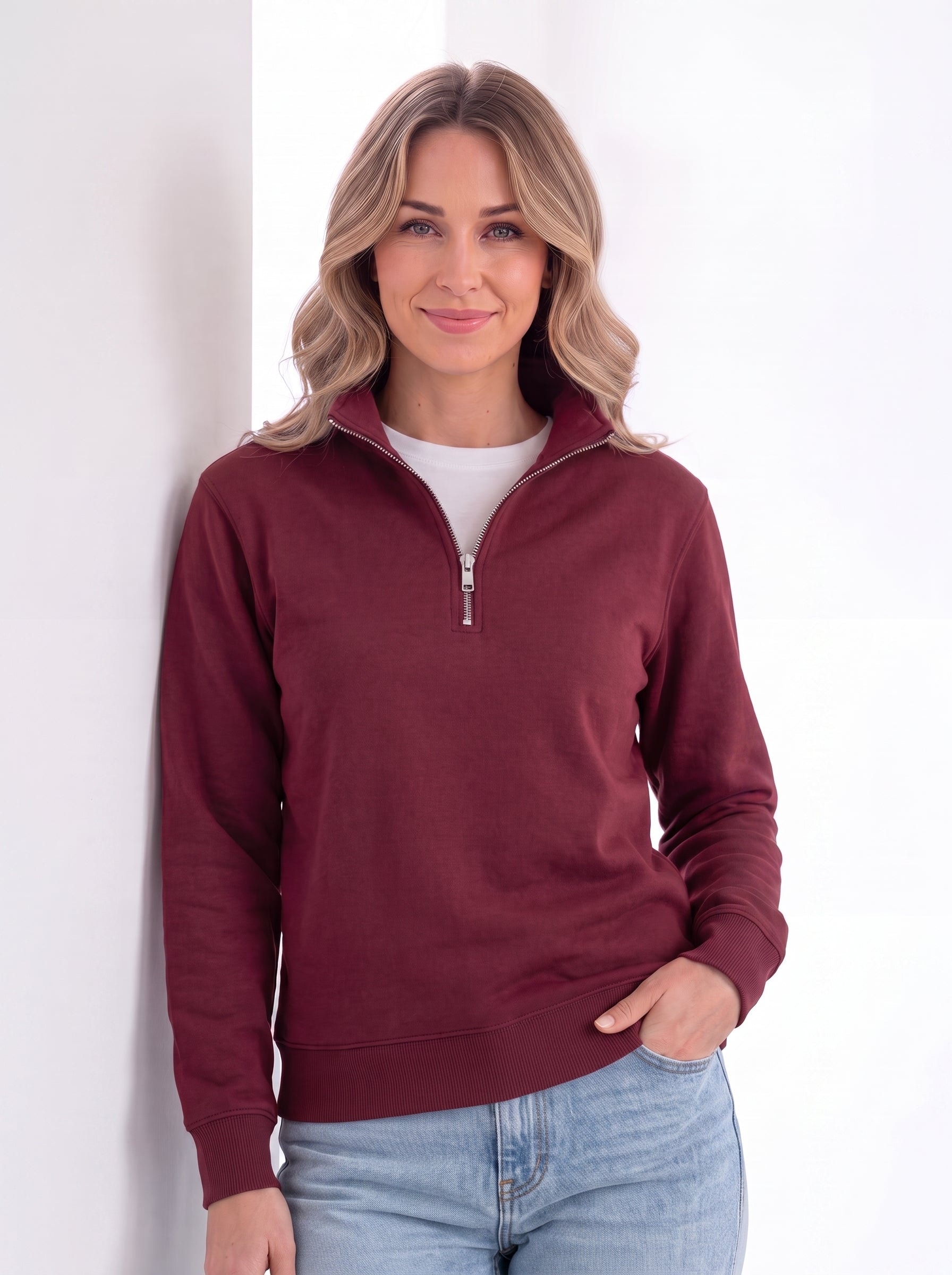 Buzo cuello alto mujer Vinotinto Burdeos - imagen 1