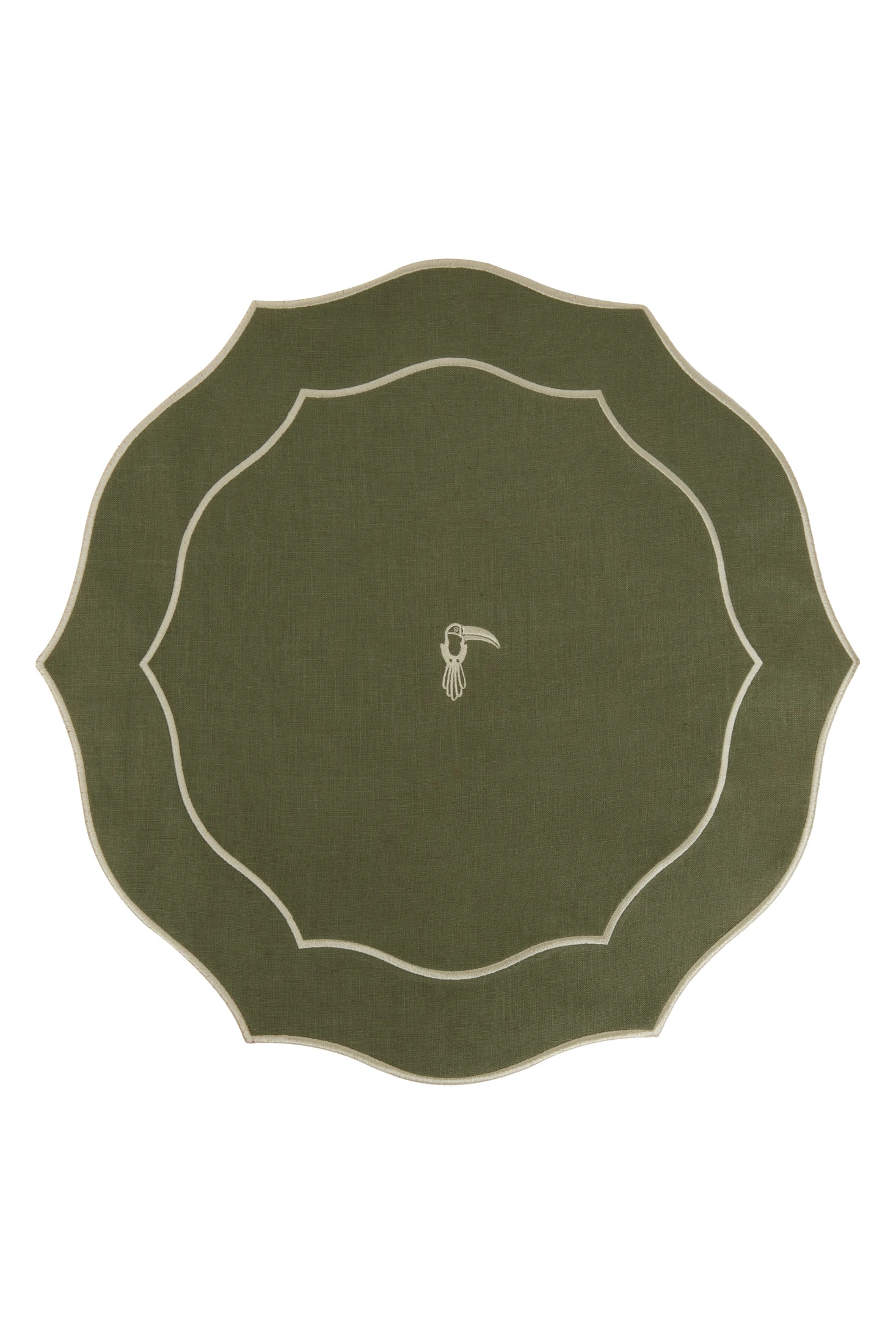 JDD Tucan Linen Placemat / Green - Ivory - imagen 1
