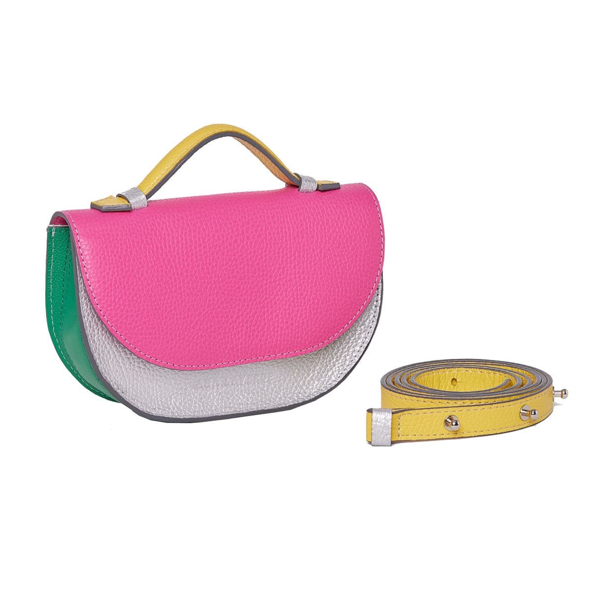 Moon belt bag- Combinada Plata, fucsia, verde y amarillo - imagen 1