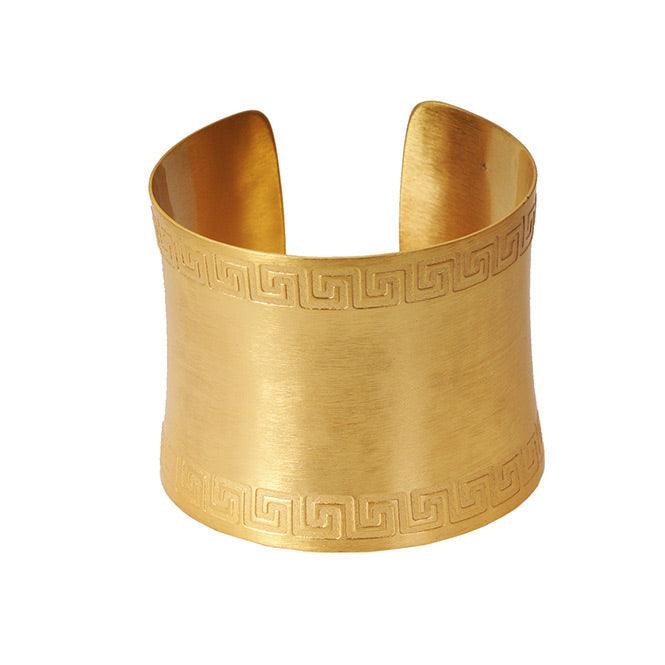 Brazalete de Aro Liso con Borde Decoración Precolombina. Convexo - imagen 1