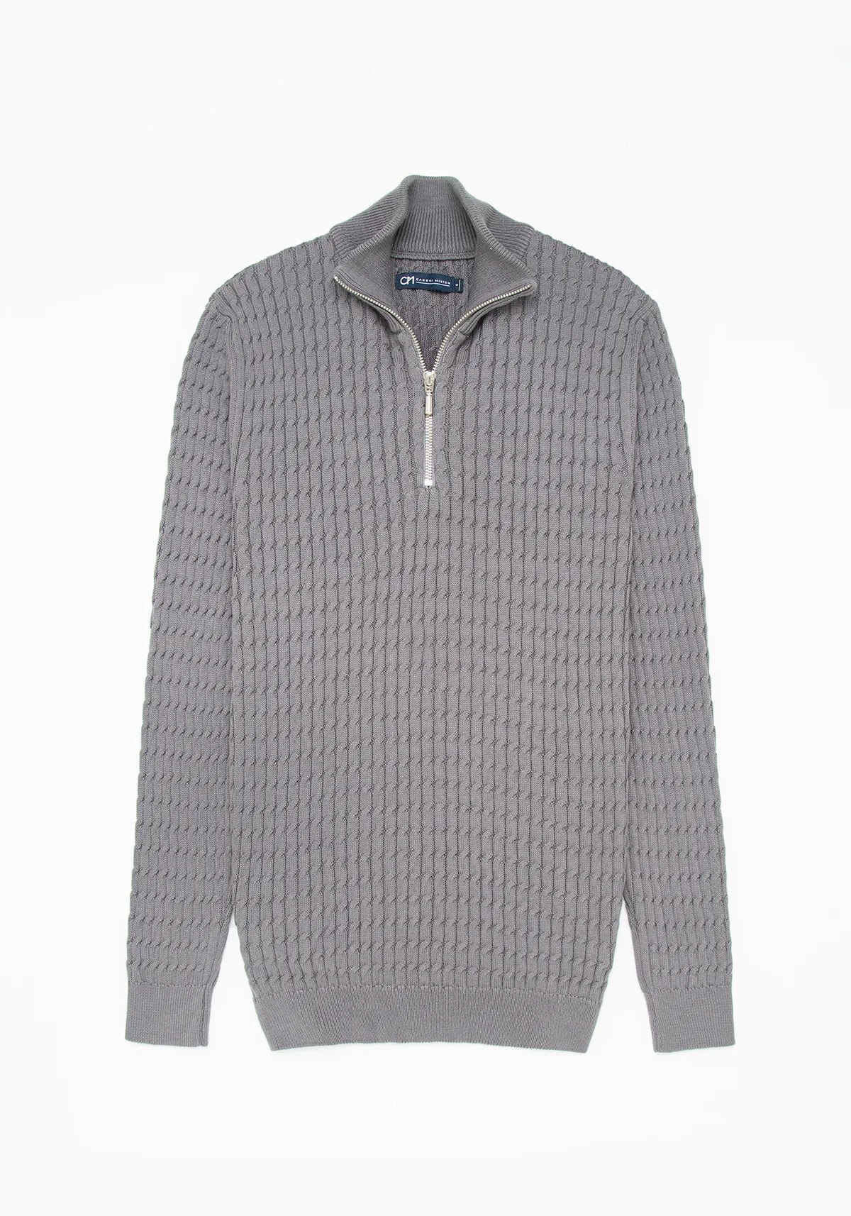 Saco Trenzado Half Zip Algodón Gris Oscuro - imagen 1