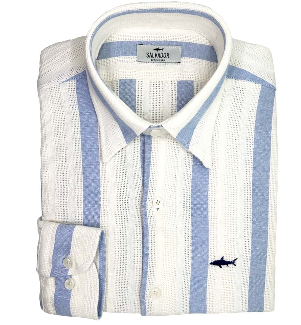 CAMISA BLANCA RAYAS G AZUL C - imagen 1