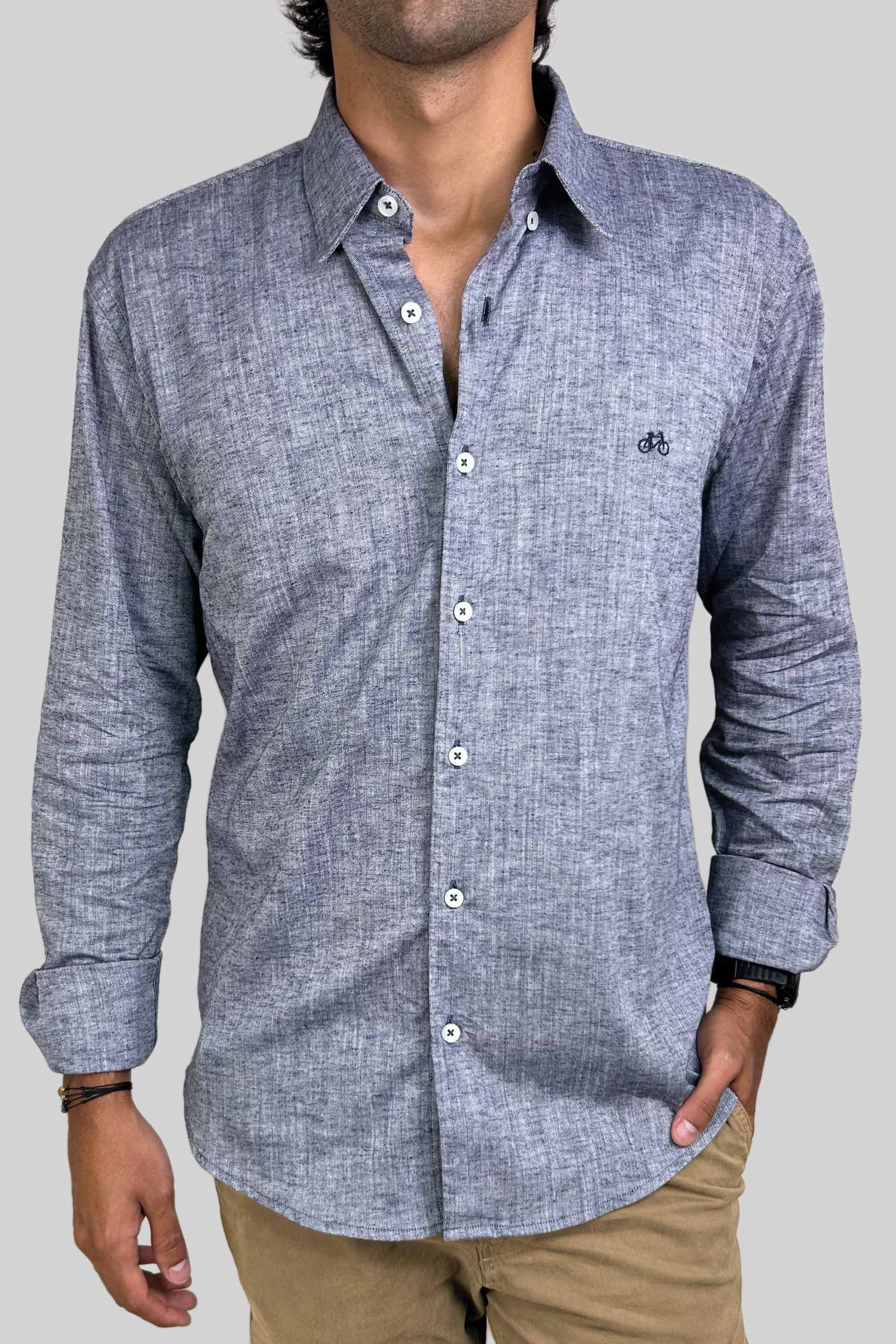 CAMISA LINO INDIGO - imagen 1
