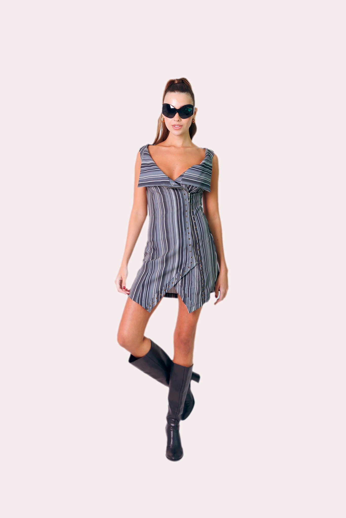 Noir Stripe Mini Dress - imagen 1