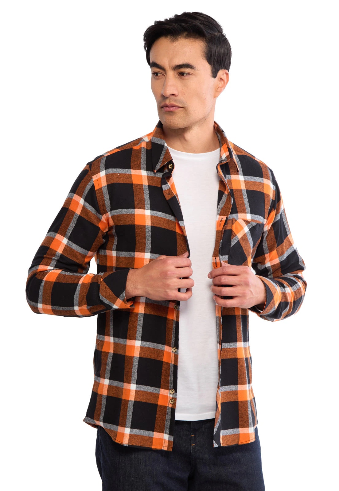 Camisa leñadora naranja con negro - imagen 1