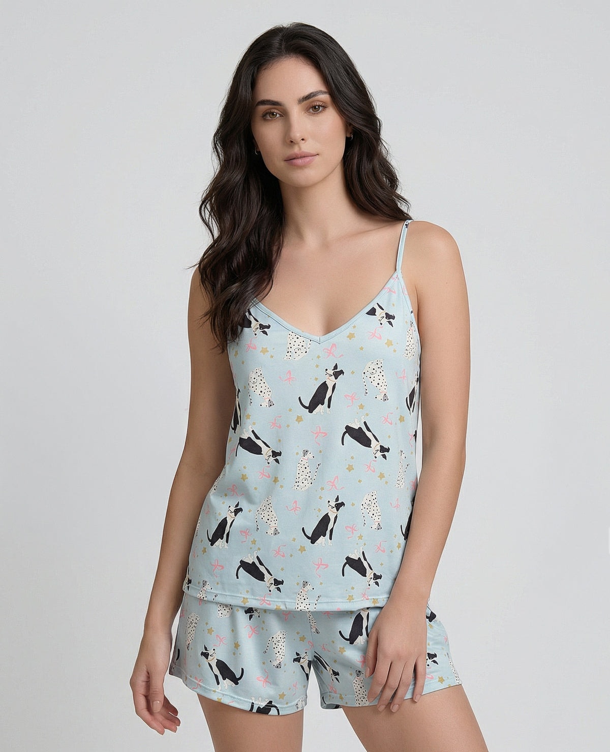 Pijama de Short | Blusa escote en V | Tiras ajustables - imagen 1