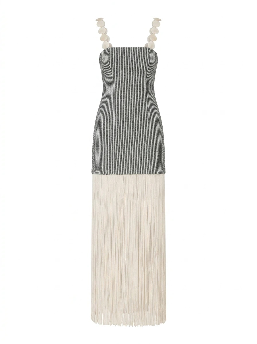 ELENA DRESS GREEN STRIPES - imagen 1
