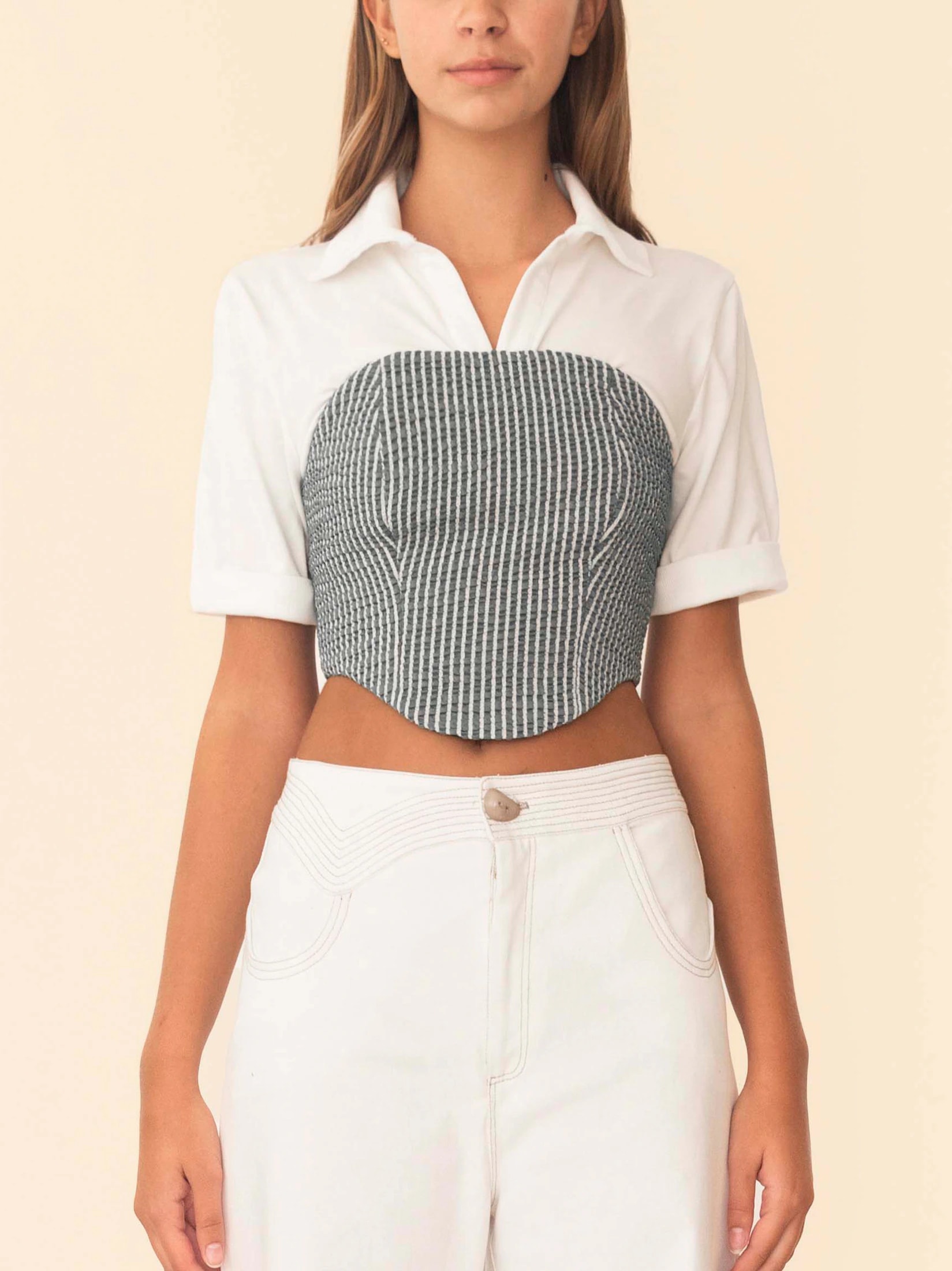 SEFINA TOP GREEN STRIPES - imagen 1