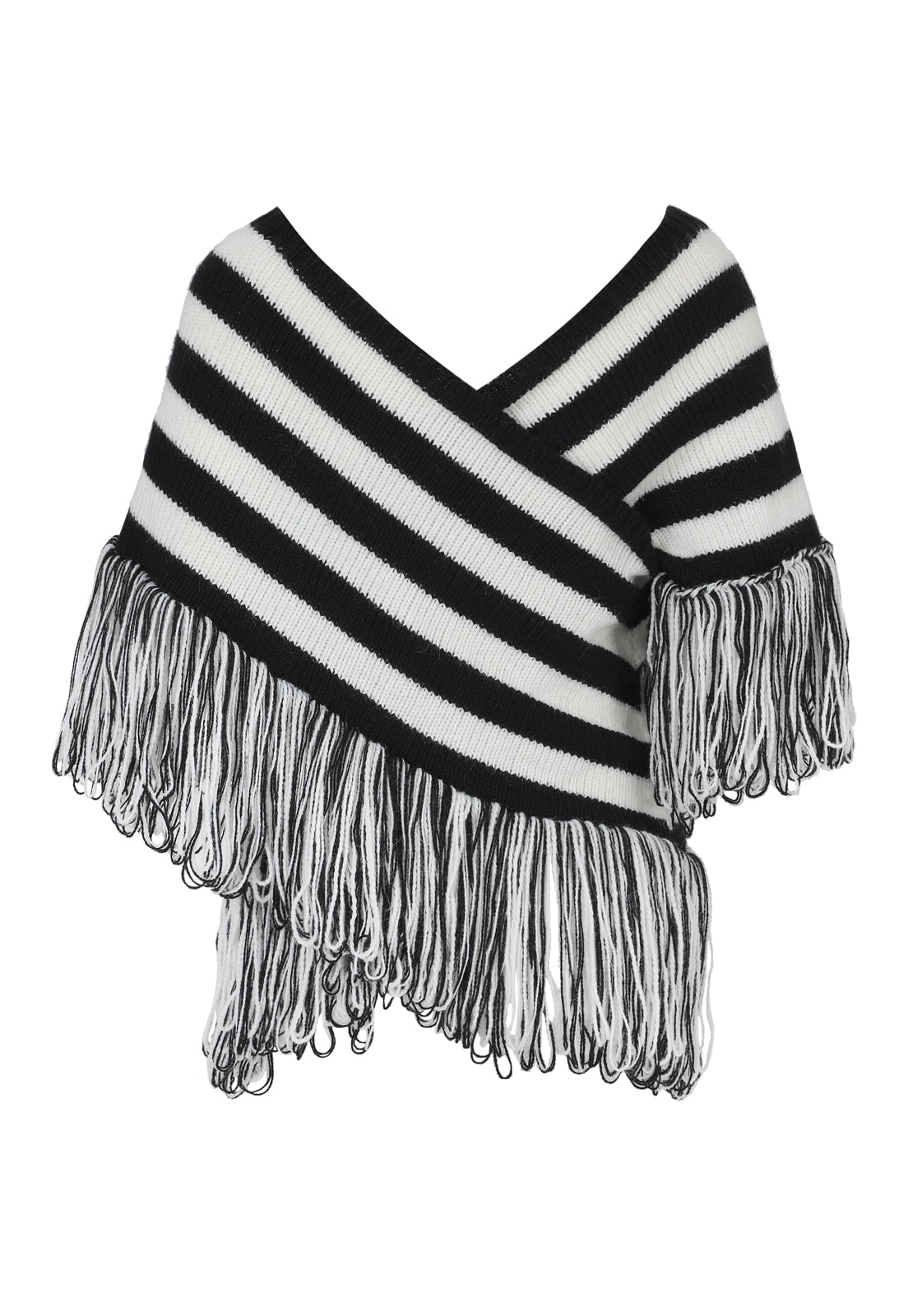 CROSSED FRINGES TWO TONE TOP - imagen 1