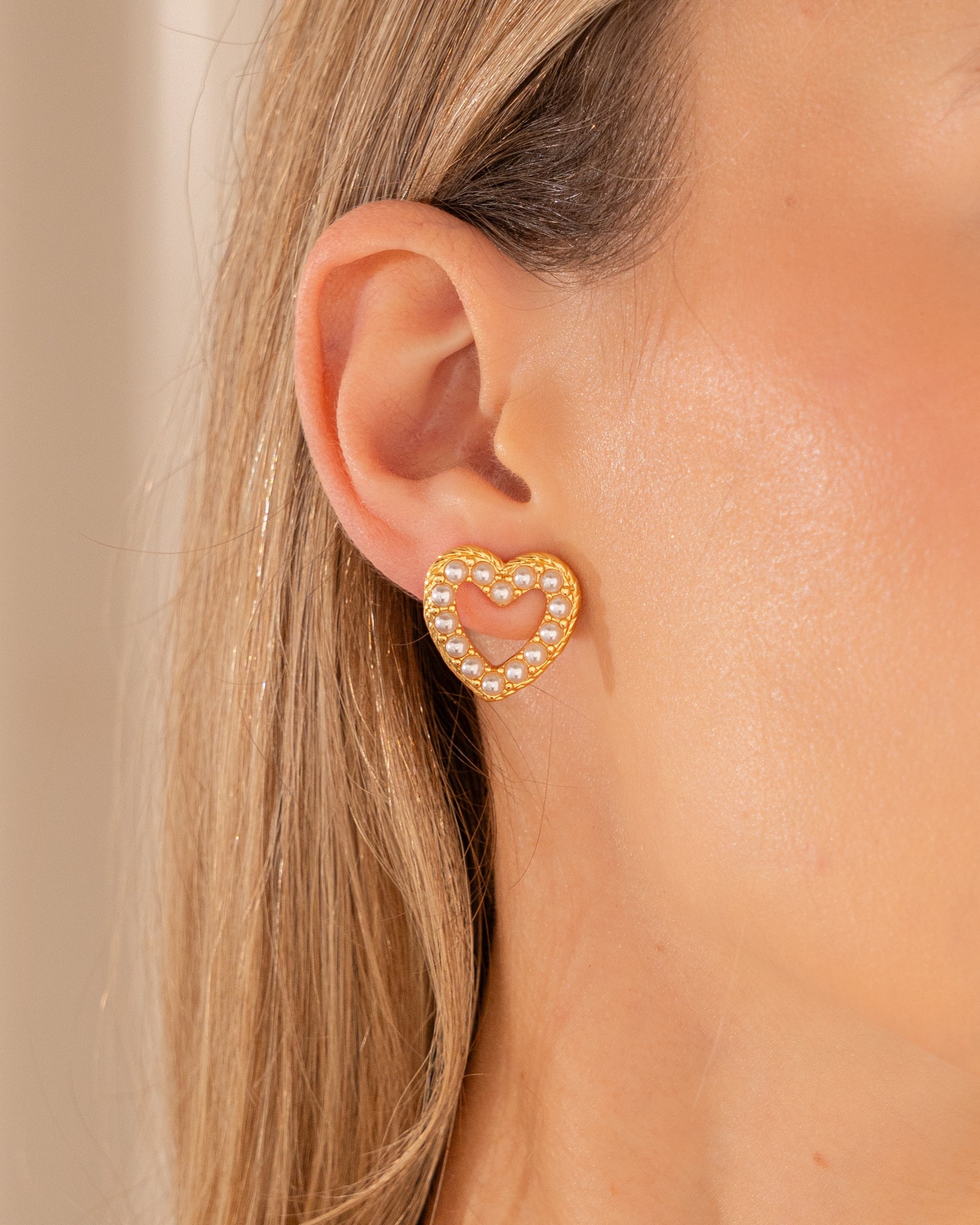 Aretes Corazón Perla - imagen 1
