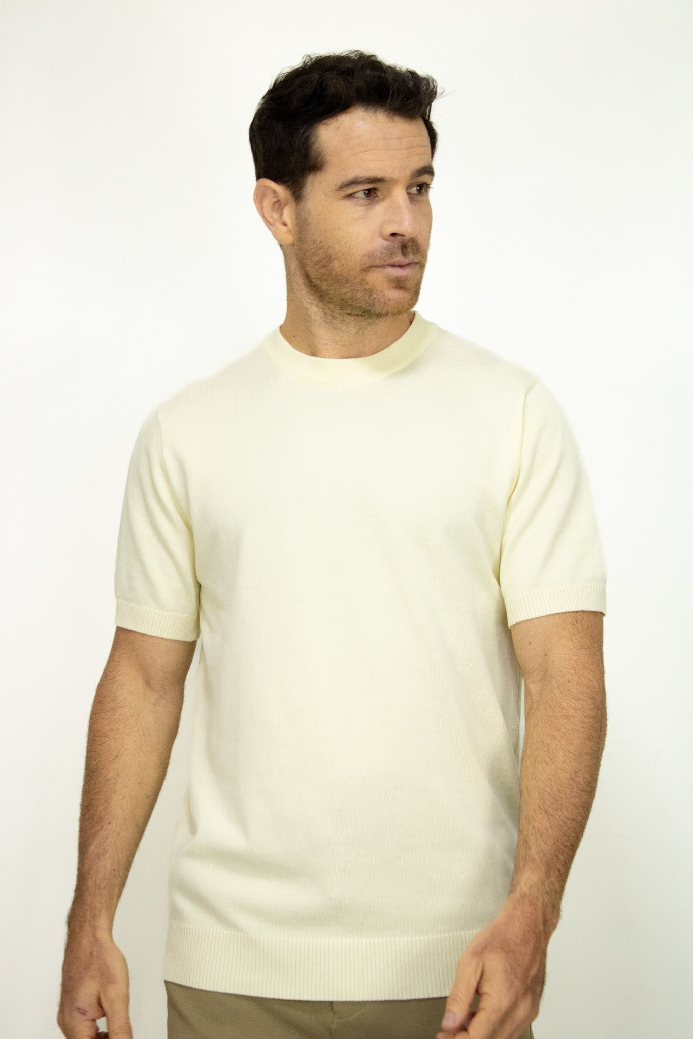 CAMISETA TEJIDA BEIGE PARA HOMBRE - imagen 1