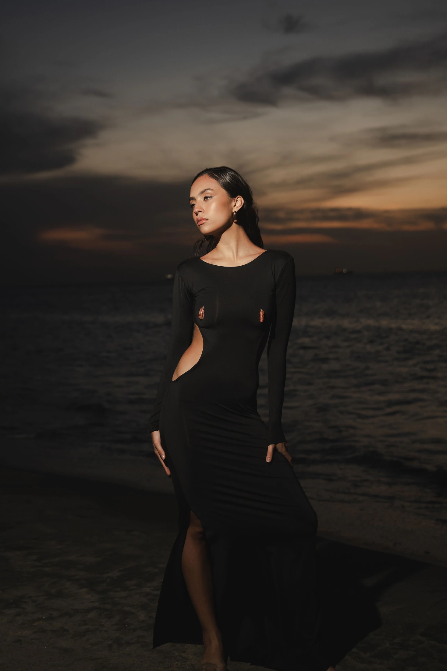 DALIA GOWN - BLACK (LONG-SLEEVE) - imagen 1