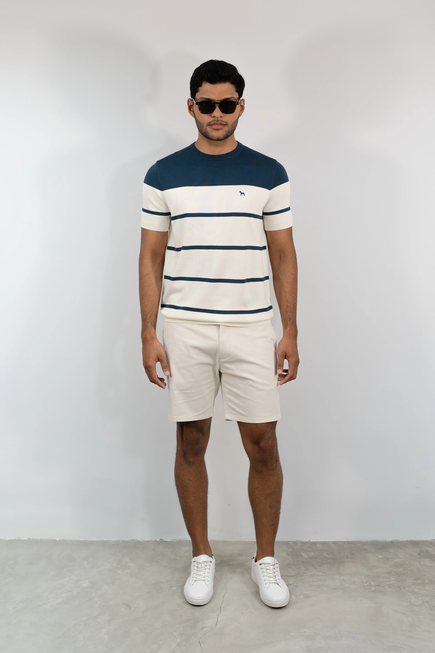 Suéter Fashion Azul Petróleo/Crema - imagen 1