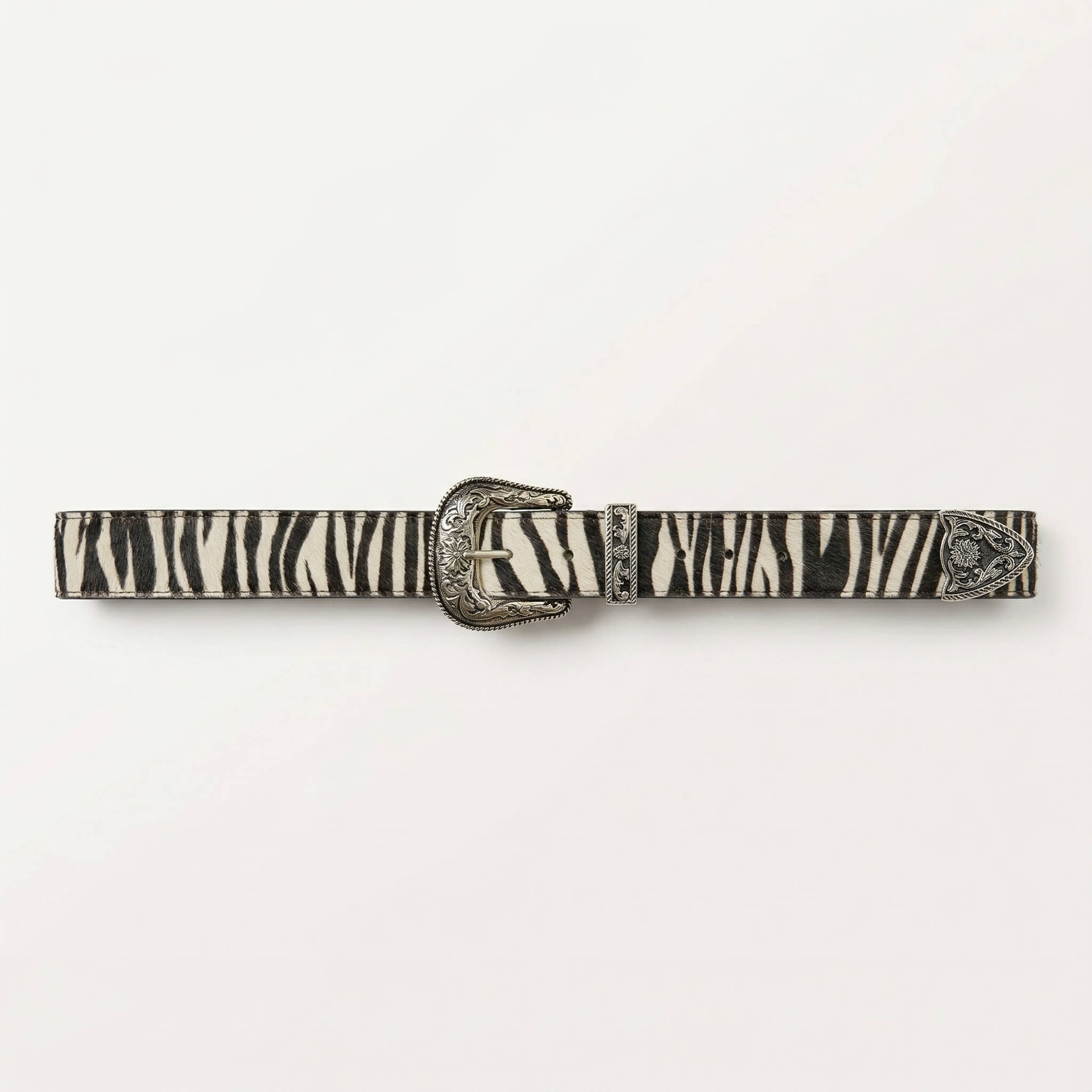 Cinturón de Cuero Zebra con Hebilla Western – Diseño de Autor - imagen 1