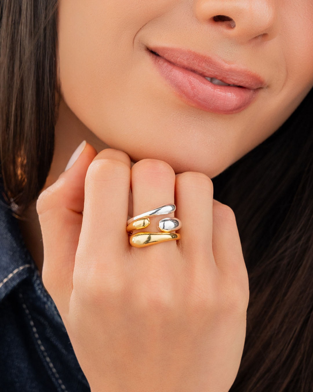 Set x 2 Anillos Mix Metales - imagen 1