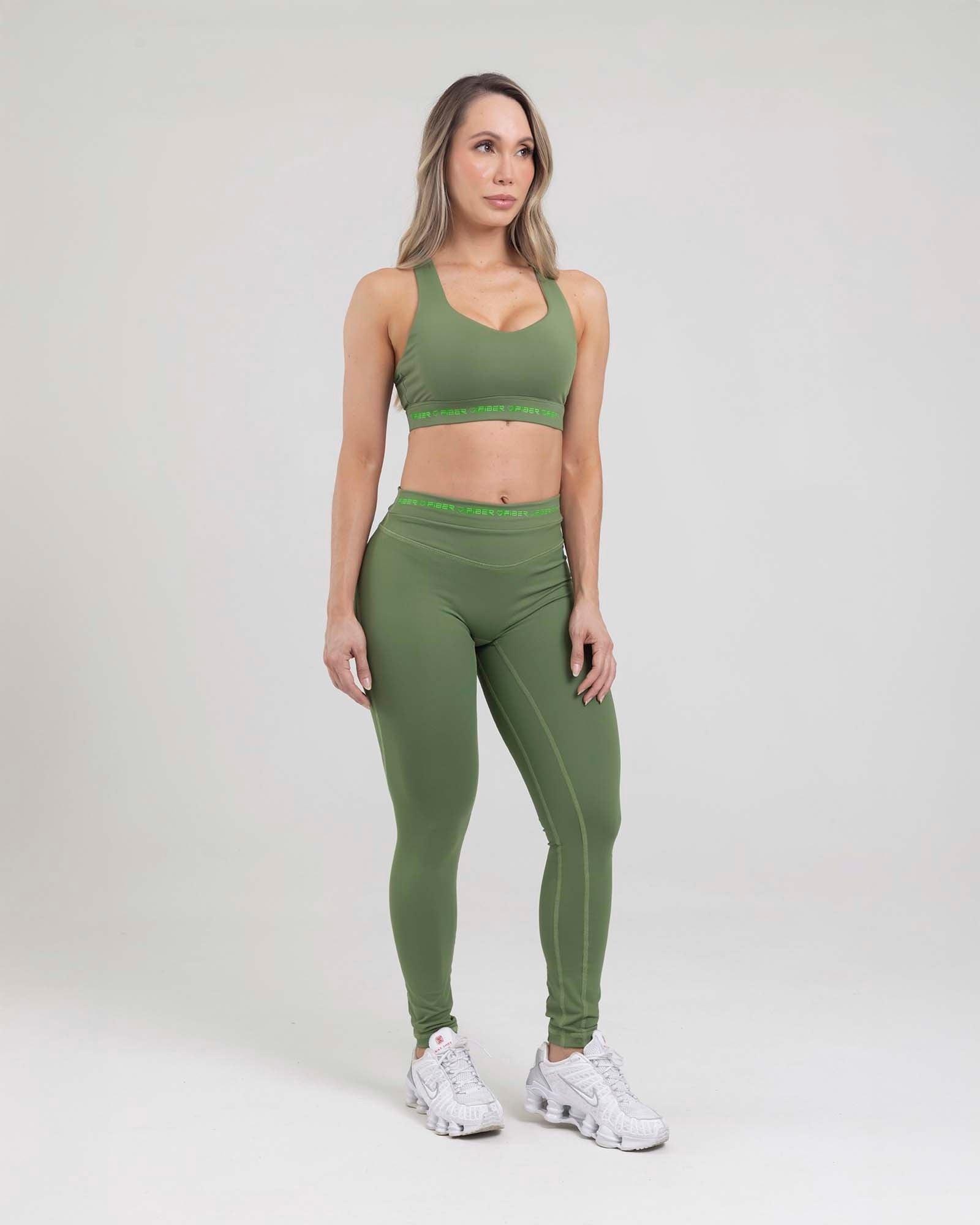 Leggings verde oliva color splash tropi FIBER - imagen 1