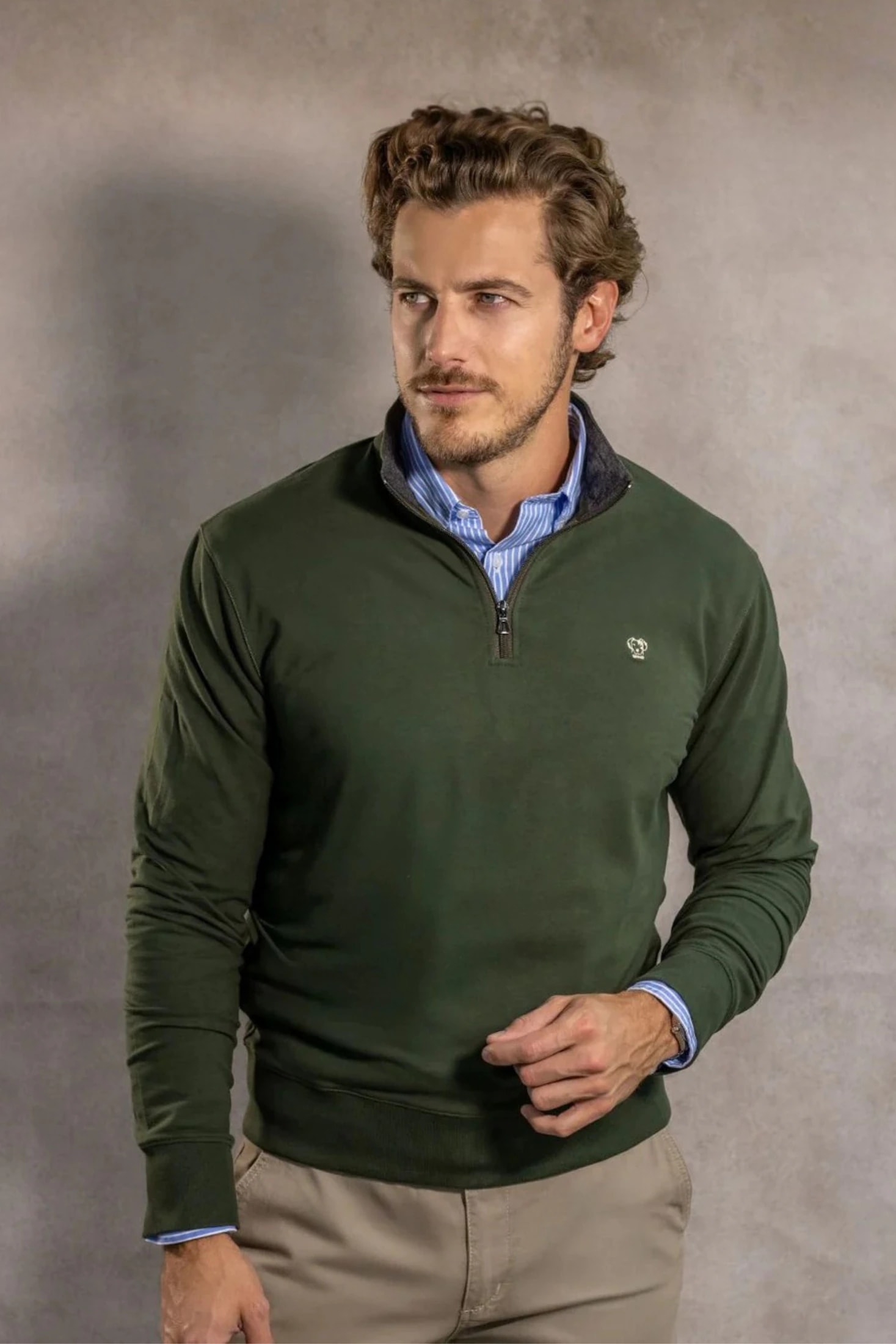 Halfzip Viana Antimanchas Verde Militar - imagen 1