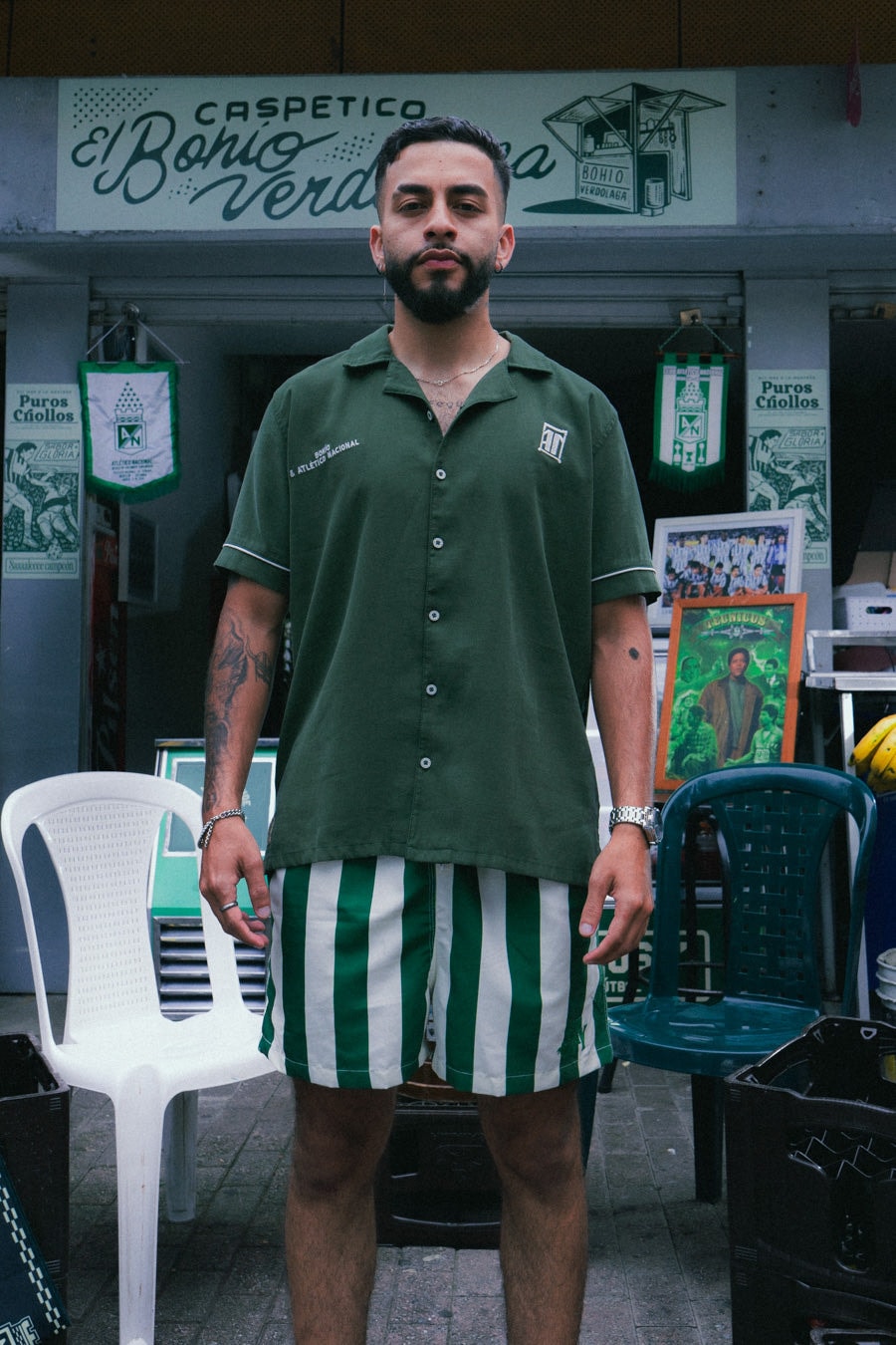 PANTALONETA RAYAS VERDE/BLANCO AN BOHIO - imagen 1