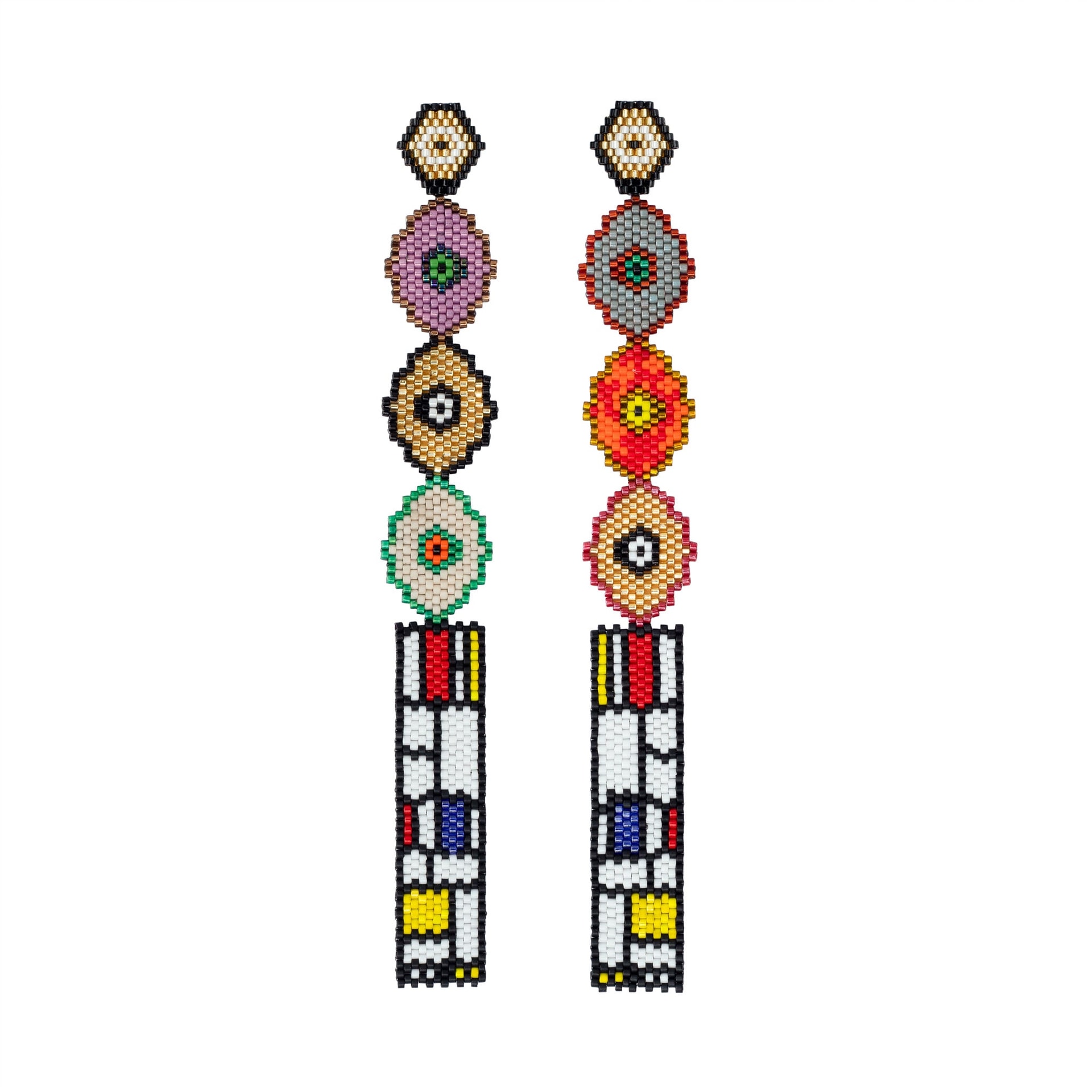 Aretes Tres Hojitas Haiku Mondrian - imagen 1