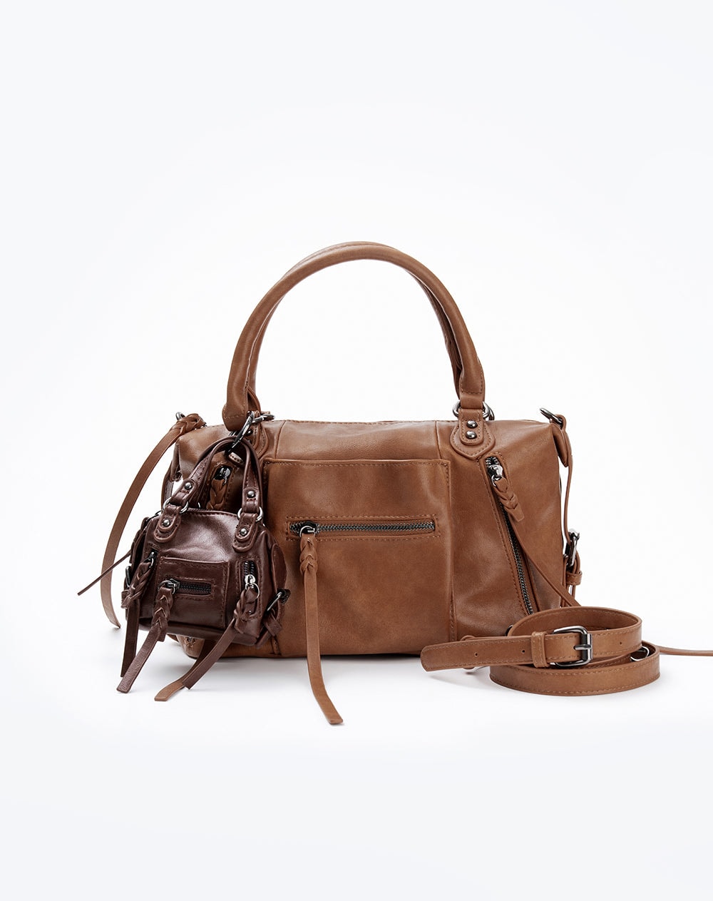 Bolso bowling + monedero café mujer - imagen 1