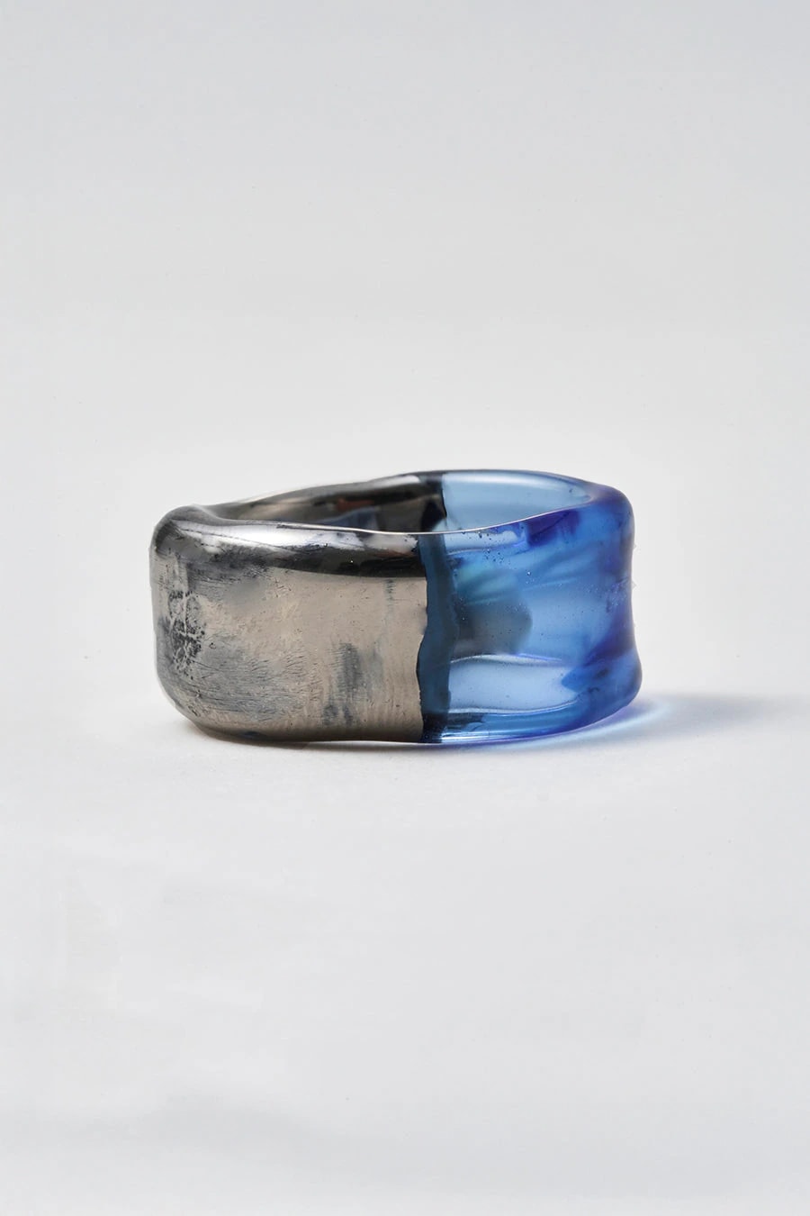 Anillo marino en vidrio y oro blanco - imagen 1
