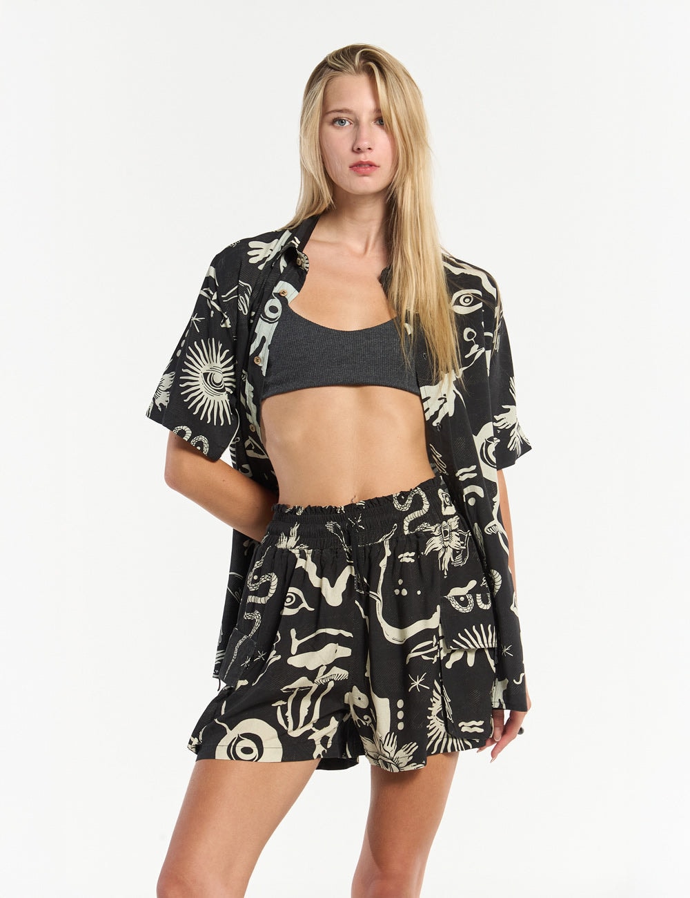 Camisa Regular Fit Chacras  negro + crudo mujer - imagen 1