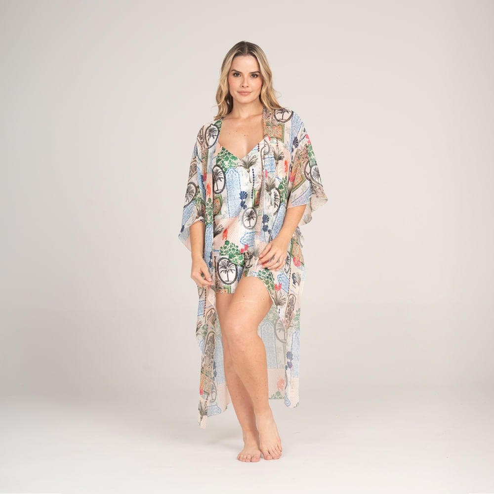 Kimono Manga 3/4 con Estampado Lotto Blanco. - imagen 1