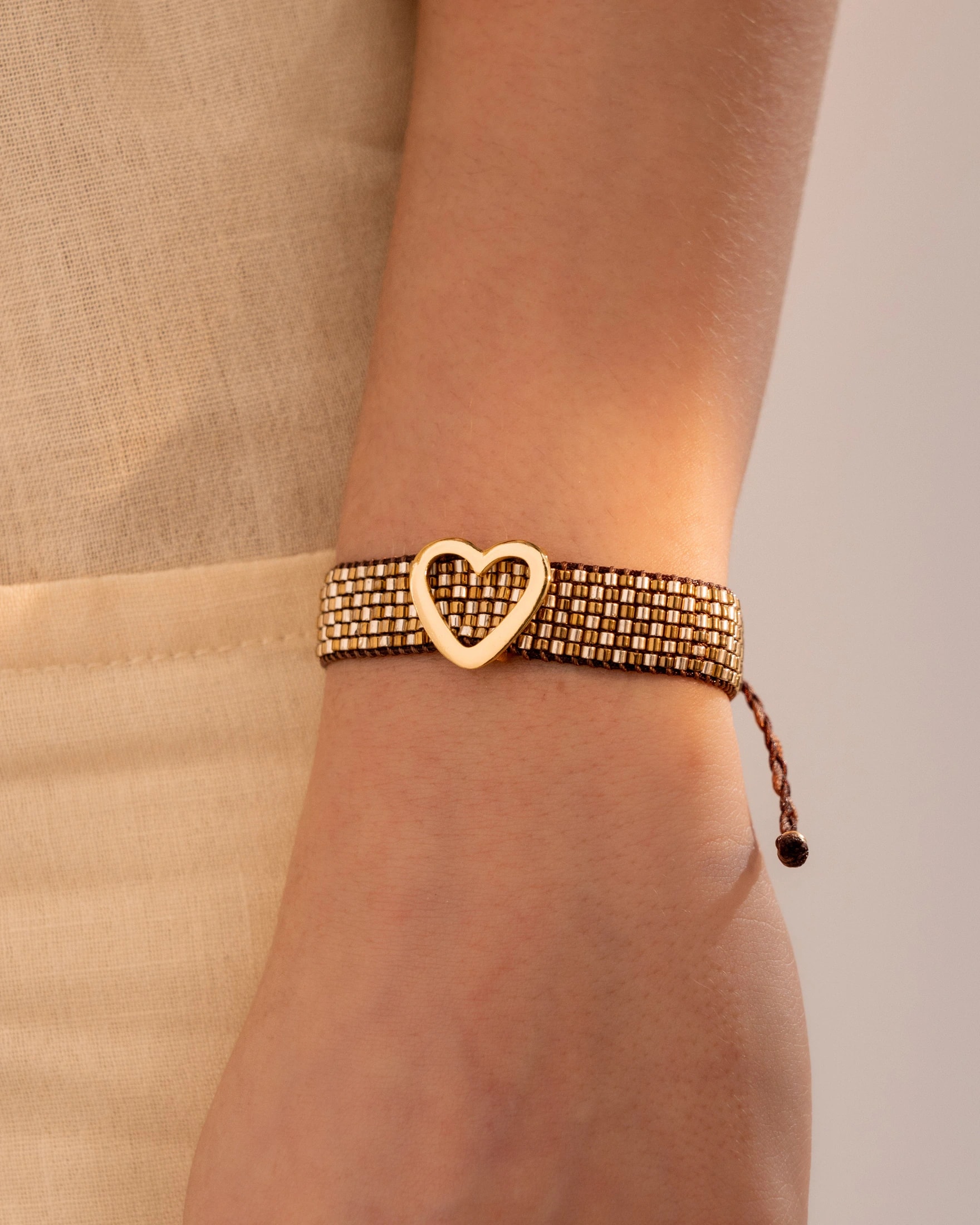 Pulsera Tejida Corazón + Aretes - imagen 1