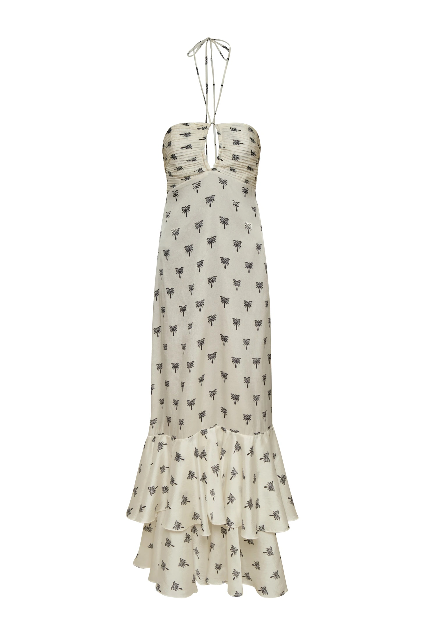 Sevillana Martellato Silk Maxi Dress / Ivory - Black Polka Palms - imagen 1