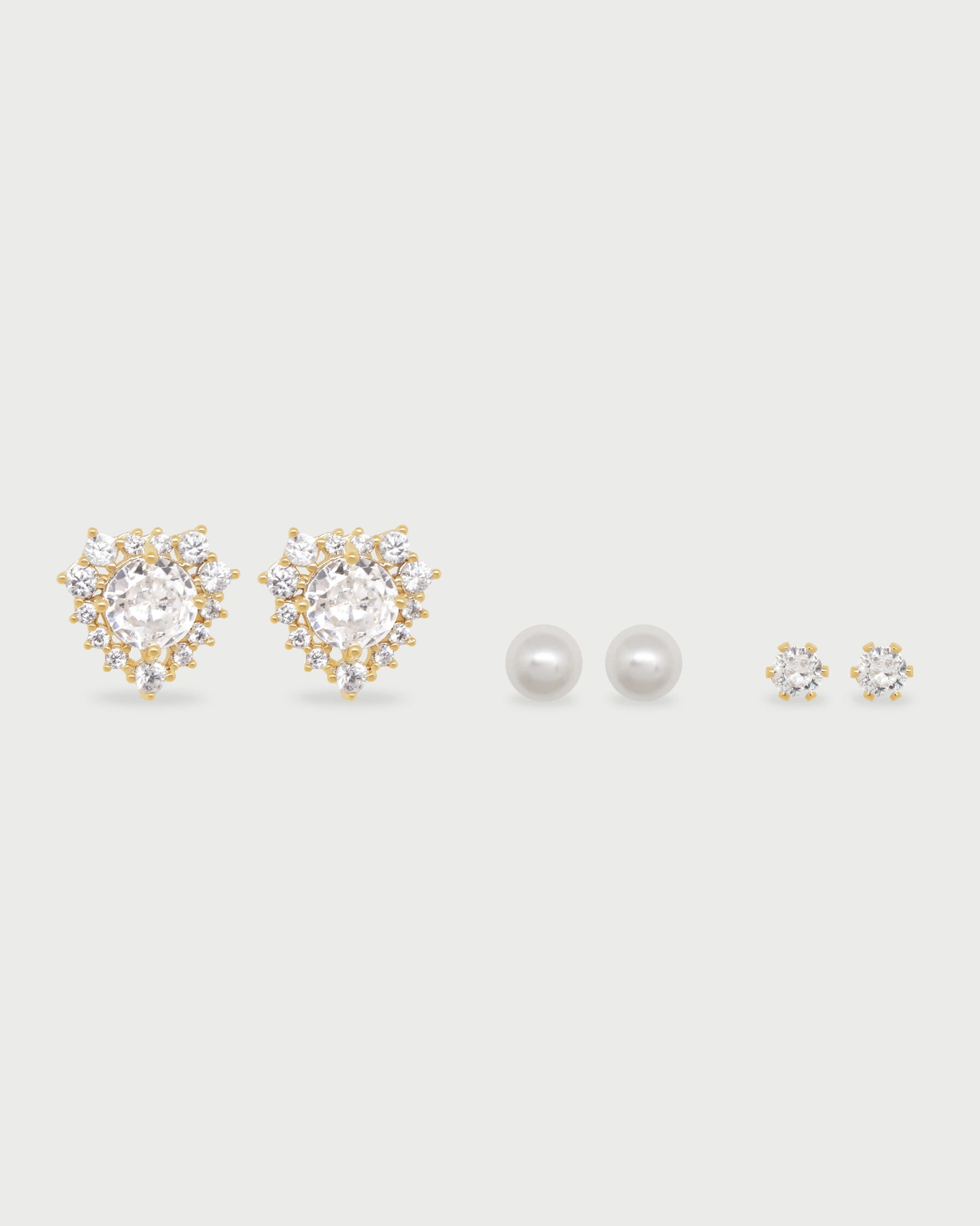Set X3 Aretes Corazón Diamante - imagen 1