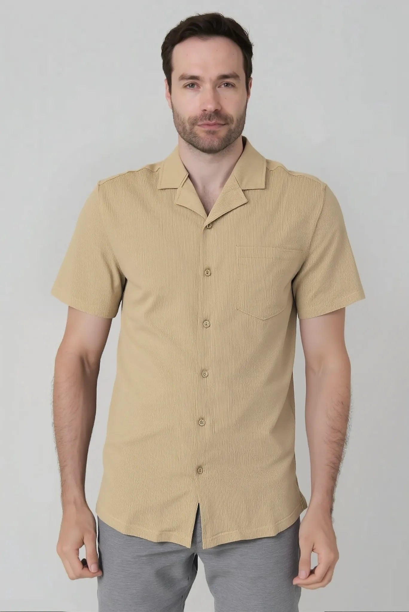 Camisa con textura manga corta para hombre Jon Sonen 087224001 - imagen 1