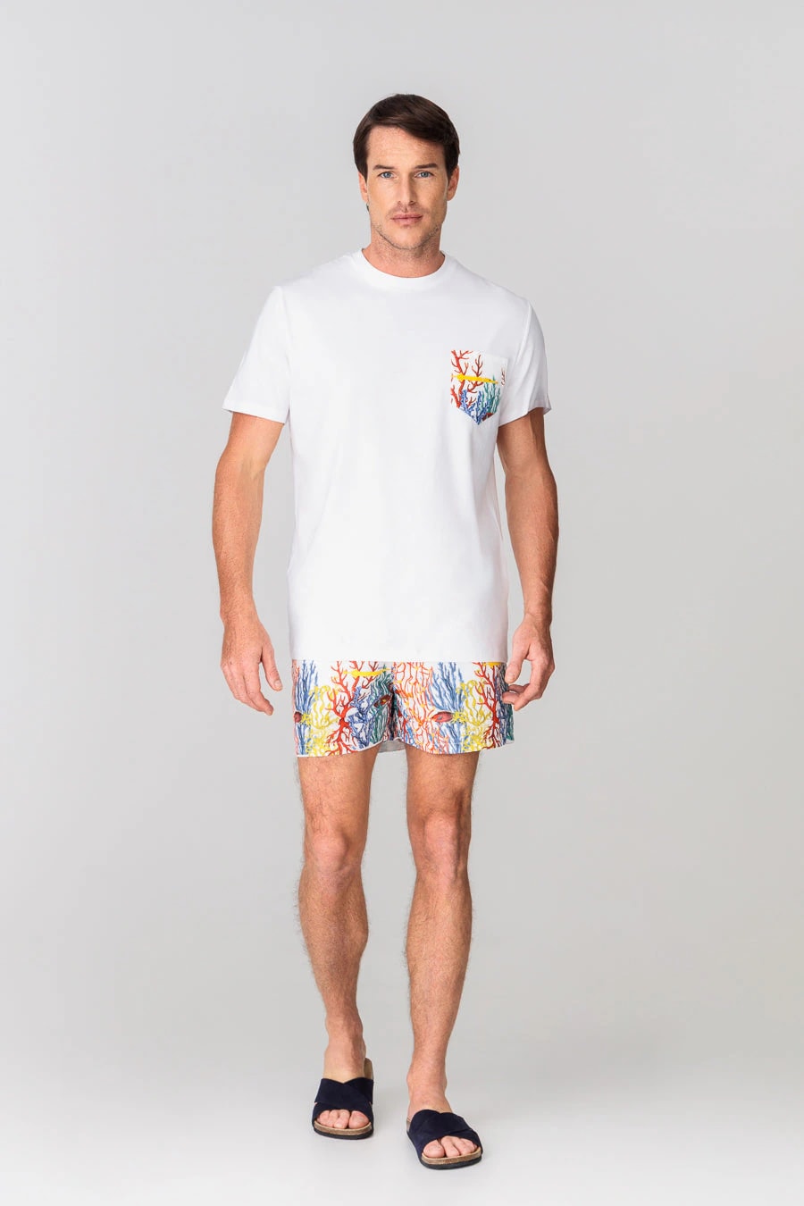 Men's cotton t-shirt pocket vega white - imagen 1