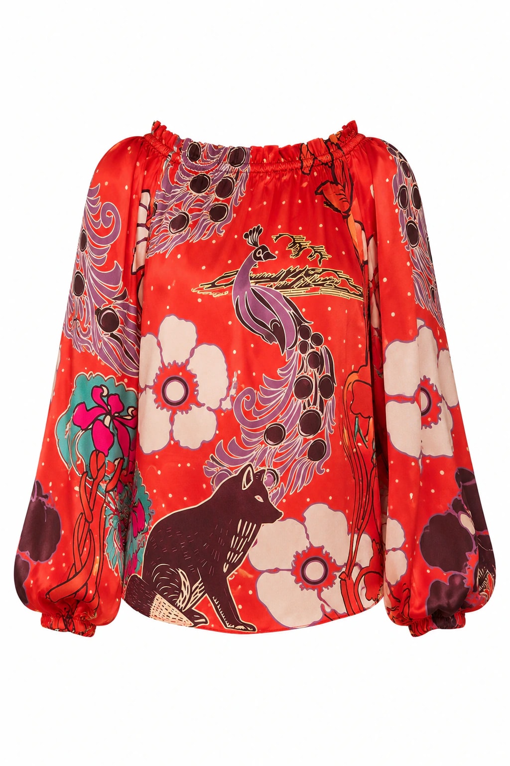 Astrid Silk Blouse  / Red Moonlight Garden - imagen 1