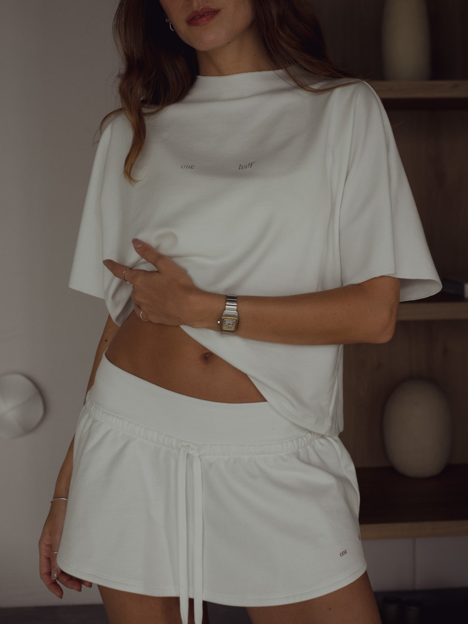 ONE HALF ROLLED SLEEVE T-SHIRT - SOFT WHITE - imagen 1