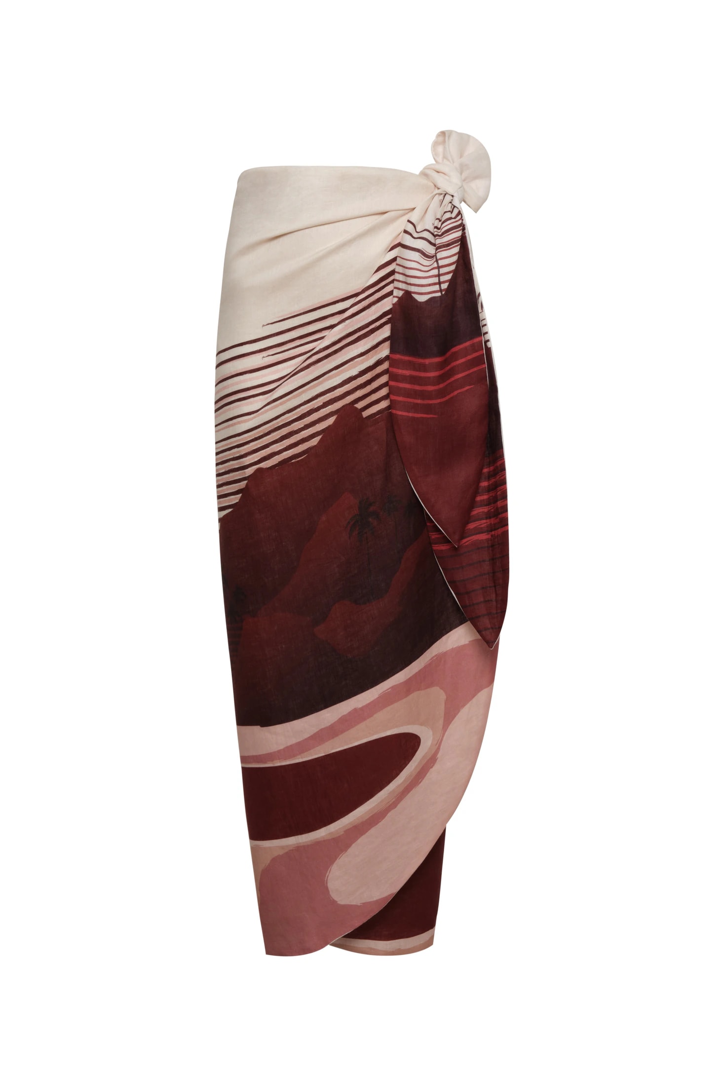 Mapara Linen Skirt / Red Tropical Landscape - imagen 1