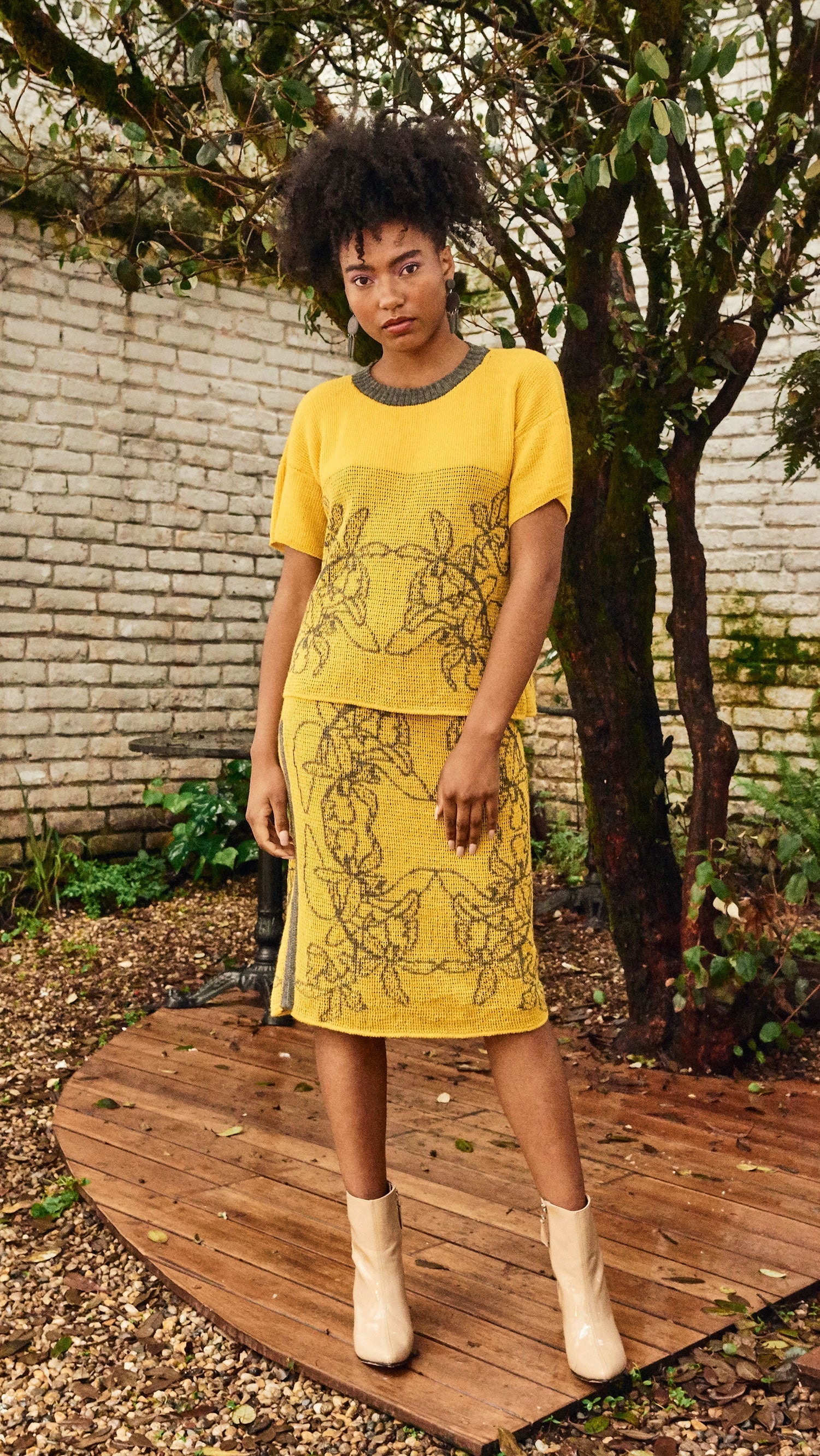 Falda Orquídea Alpaca - Amarillo y gris - imagen 1